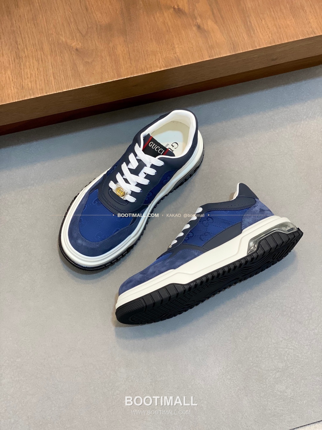 구찌 나파가죽 로고 레이스업 스니커즈 네이비 Gucci Nappa Calfskin Logo Lace-Up Sneakers 5