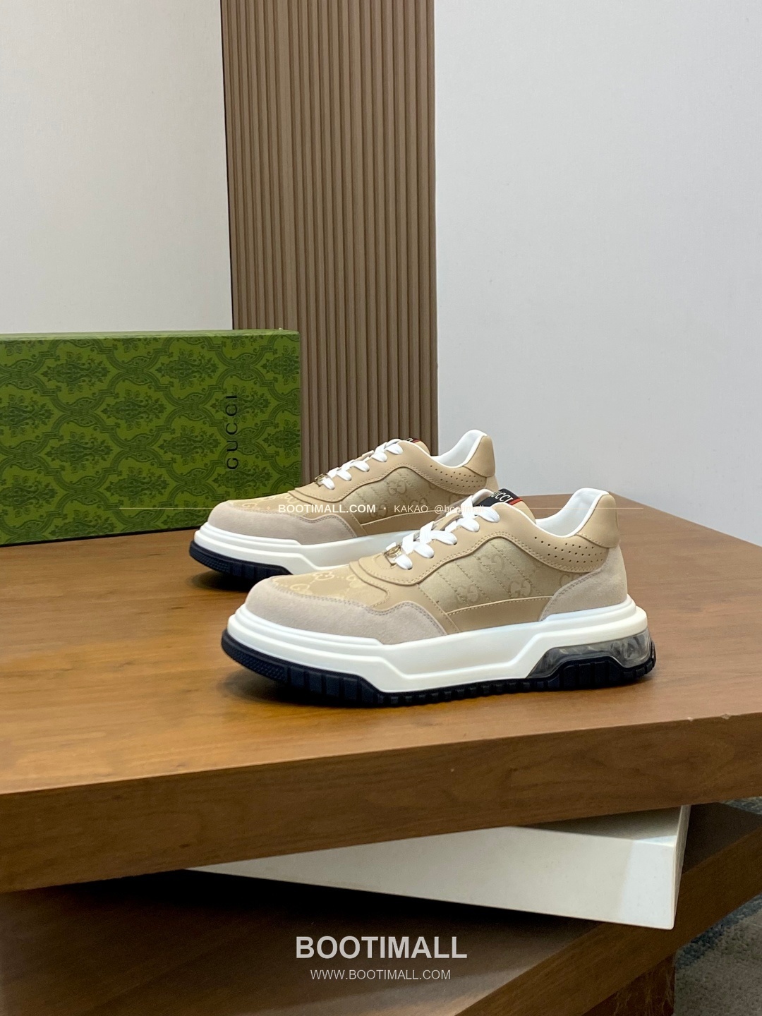 구찌 나파가죽 로고 레이스업 스니커즈 베이지 Gucci Nappa Calfskin Logo Lace-Up Sneakers 3