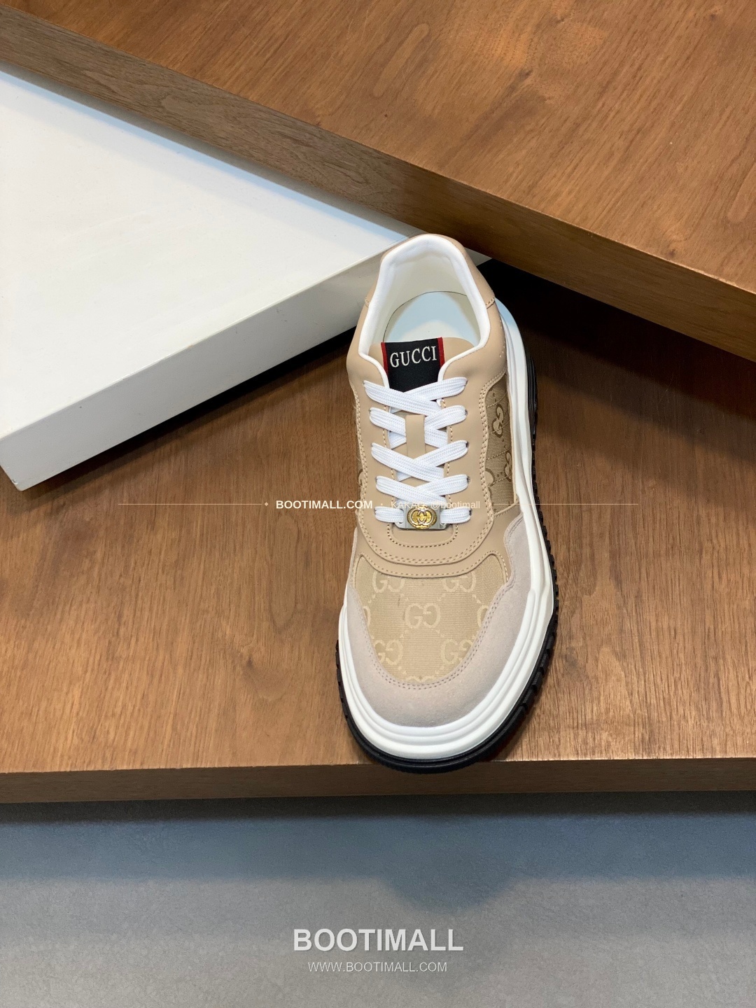 구찌 나파가죽 로고 레이스업 스니커즈 베이지 Gucci Nappa Calfskin Logo Lace-Up Sneakers 6