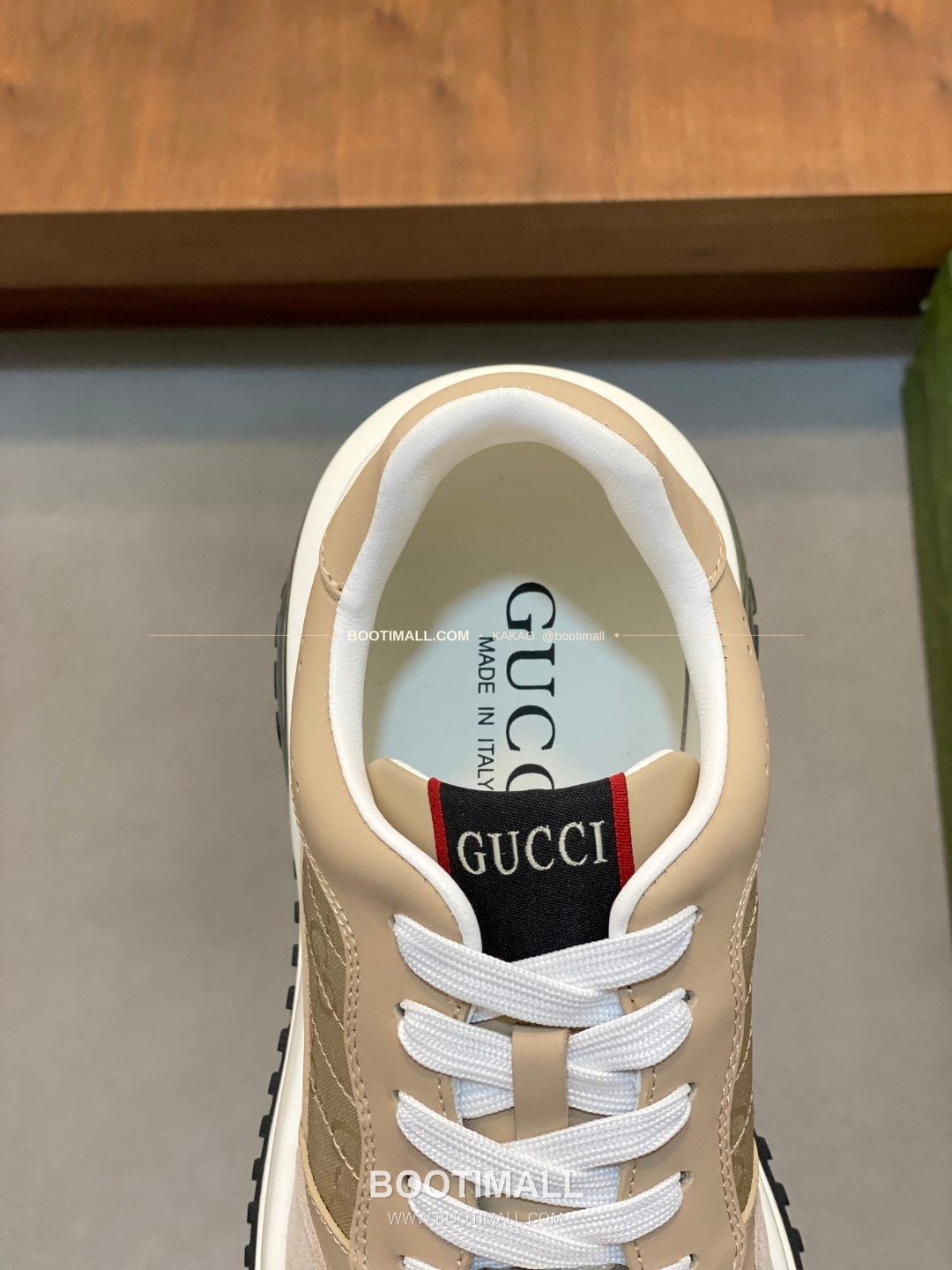 구찌 나파가죽 로고 레이스업 스니커즈 베이지 Gucci Nappa Calfskin Logo Lace-Up Sneakers 7