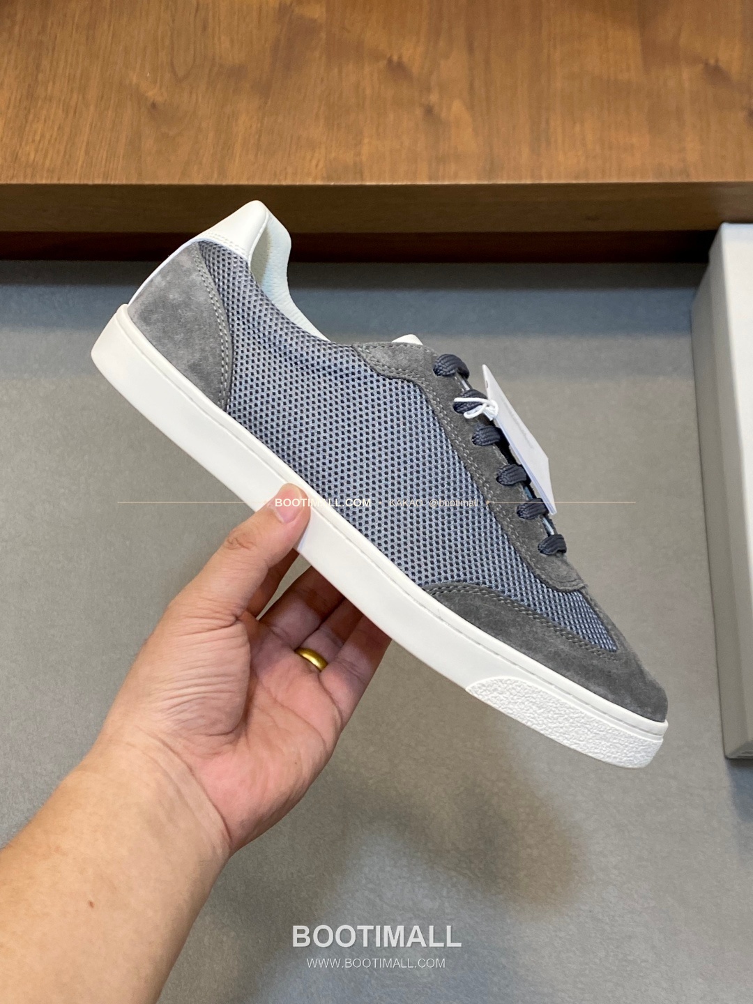 브루넬로쿠치넬리 캐시미어 스웨이드 로고 레이스업 스니커즈 그레이 Brunello Cucinelli Cashmere Suede Logo Lace-Up Sneakers 4