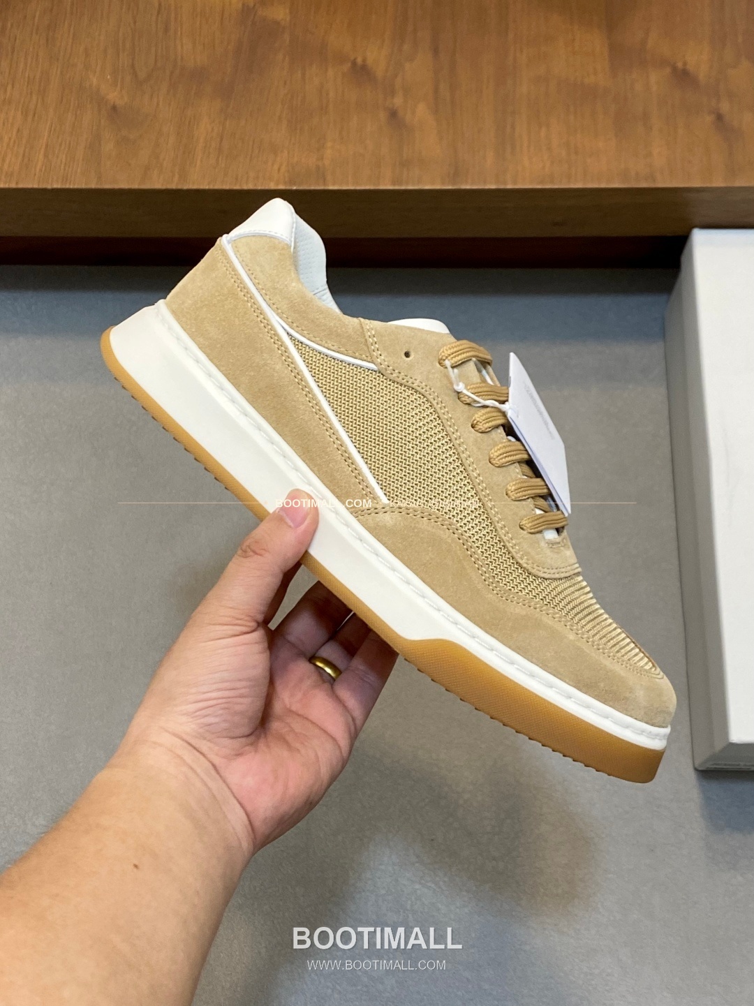 브루넬로쿠치넬리 캐시미어 스웨이드 펀칭 레이스업 스니커즈 베이지 Brunello Cucinelli Cashmere Suede Perforated Lace-Up Sneakers 4