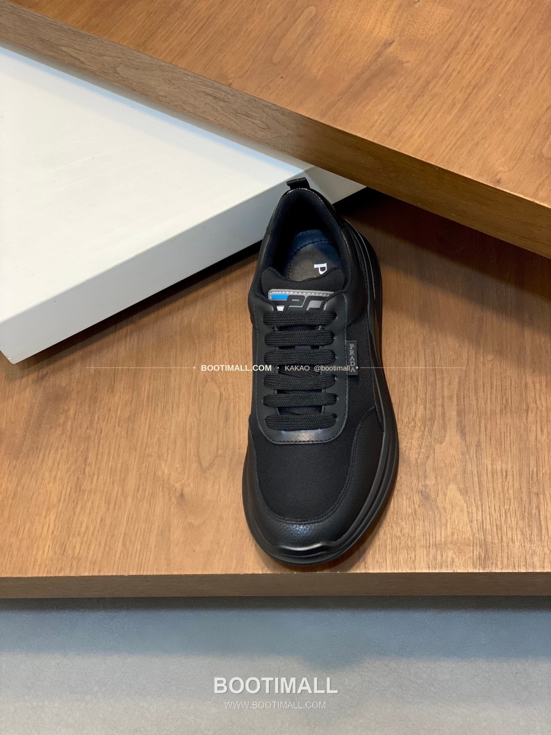 프라다 송아지가죽 나일론 믹스 로고 레이스업 스니커즈 블랙 Prada Calfskin Nylon Mix Logo Lace-Up Sneakers 6