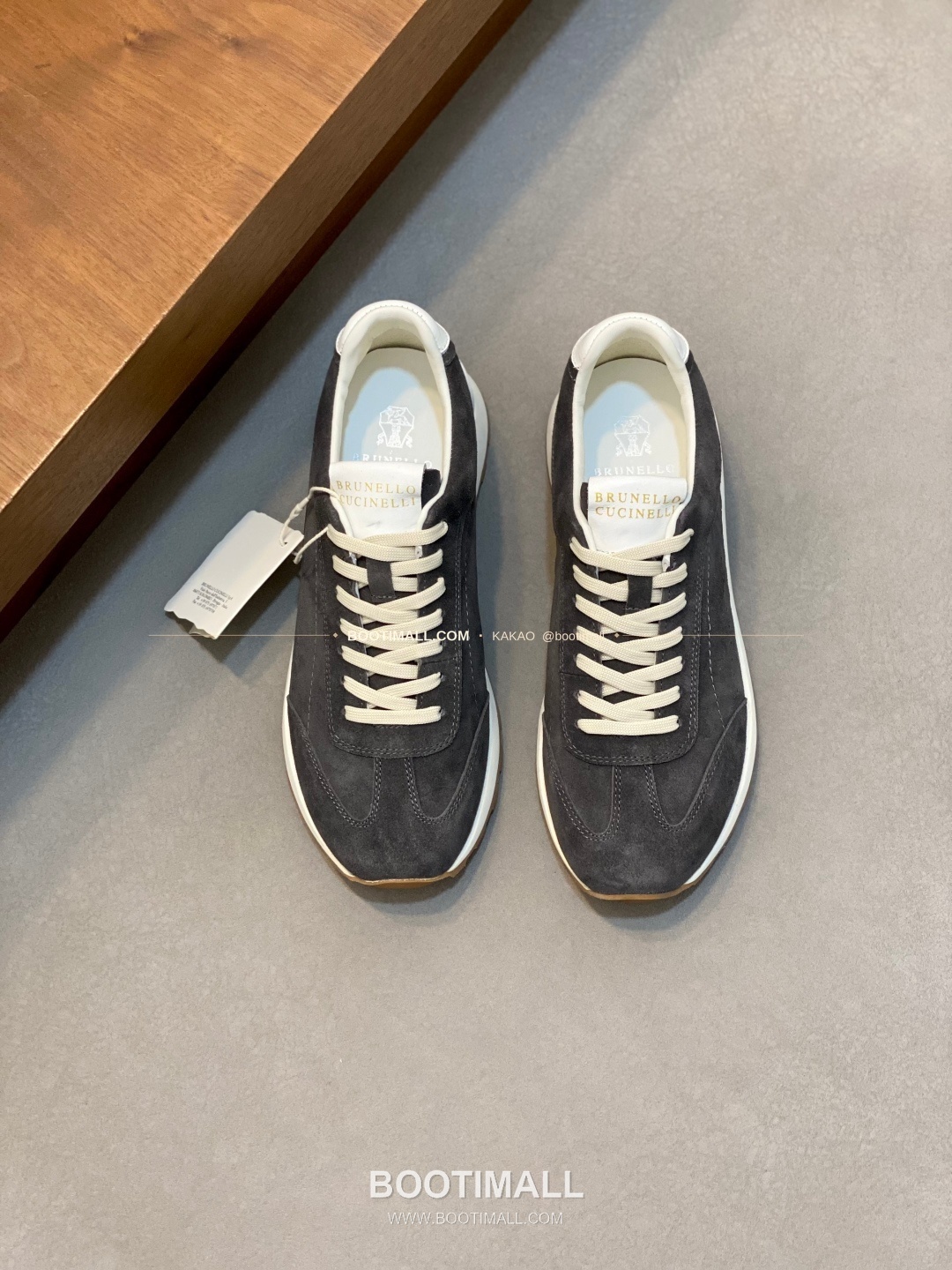 브루넬로쿠치넬리 송아지가죽 스웨이드 믹스 로고 레이스업 스니커즈 그레이 Brunello Cucinelli Calfskin Suede Mix Logo Lace-Up Sneakers 1