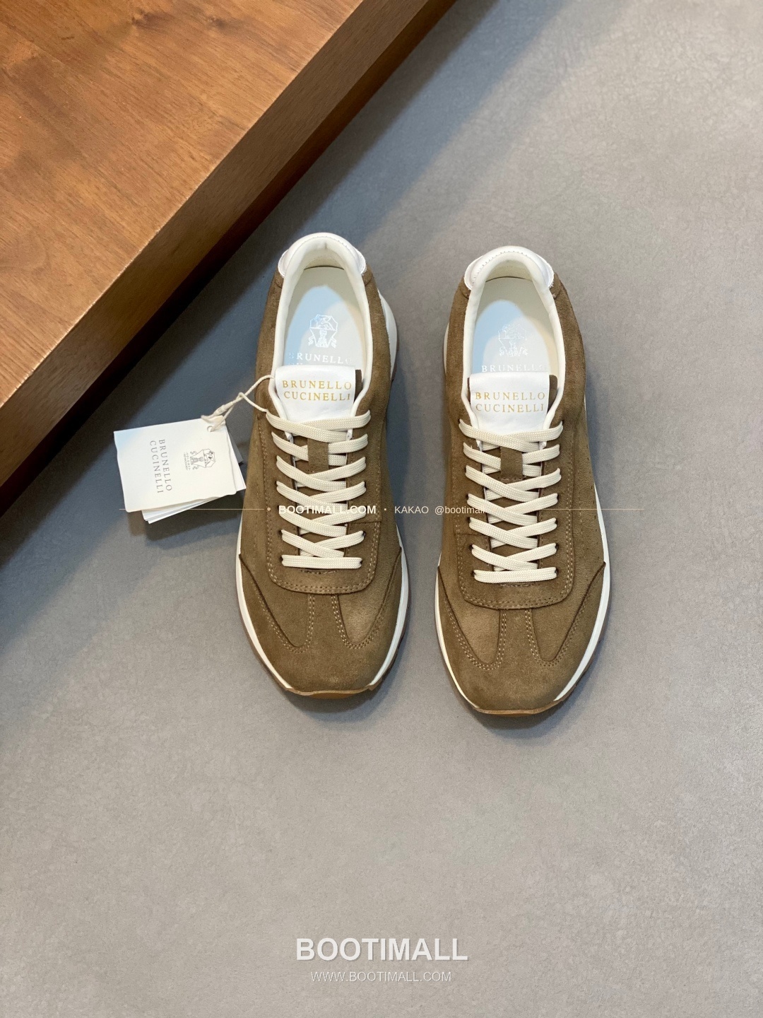 브루넬로쿠치넬리 송아지가죽 스웨이드 믹스 로고 레이스업 스니커즈 브라운 Brunello Cucinelli Calfskin Suede Mix Logo Lace-Up Sneakers 1