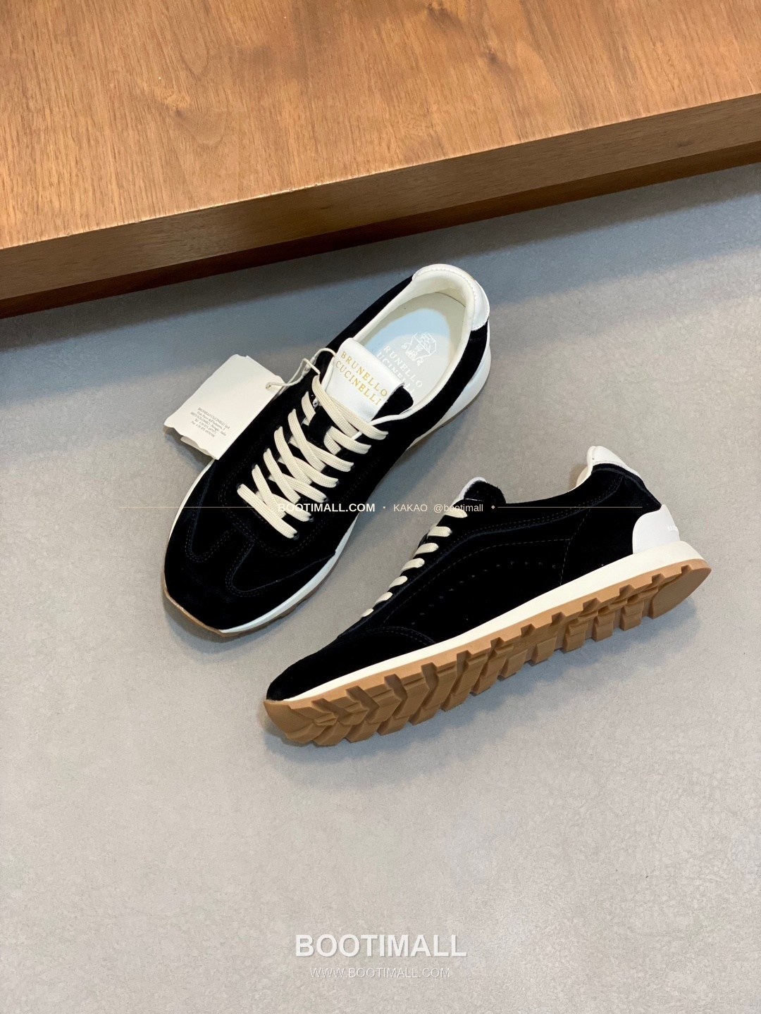 브루넬로쿠치넬리 송아지가죽 스웨이드 믹스 로고 레이스업 스니커즈 블랙 Brunello Cucinelli Calfskin Suede Mix Logo Lace-Up Sneakers 5