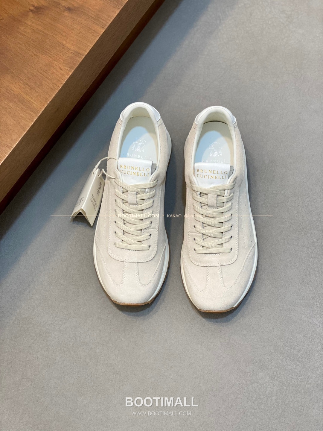 브루넬로쿠치넬리 송아지가죽 스웨이드 믹스 로고 레이스업 스니커즈 화이트 Brunello Cucinelli Calfskin Suede Mix Logo Lace-Up Sneakers 1