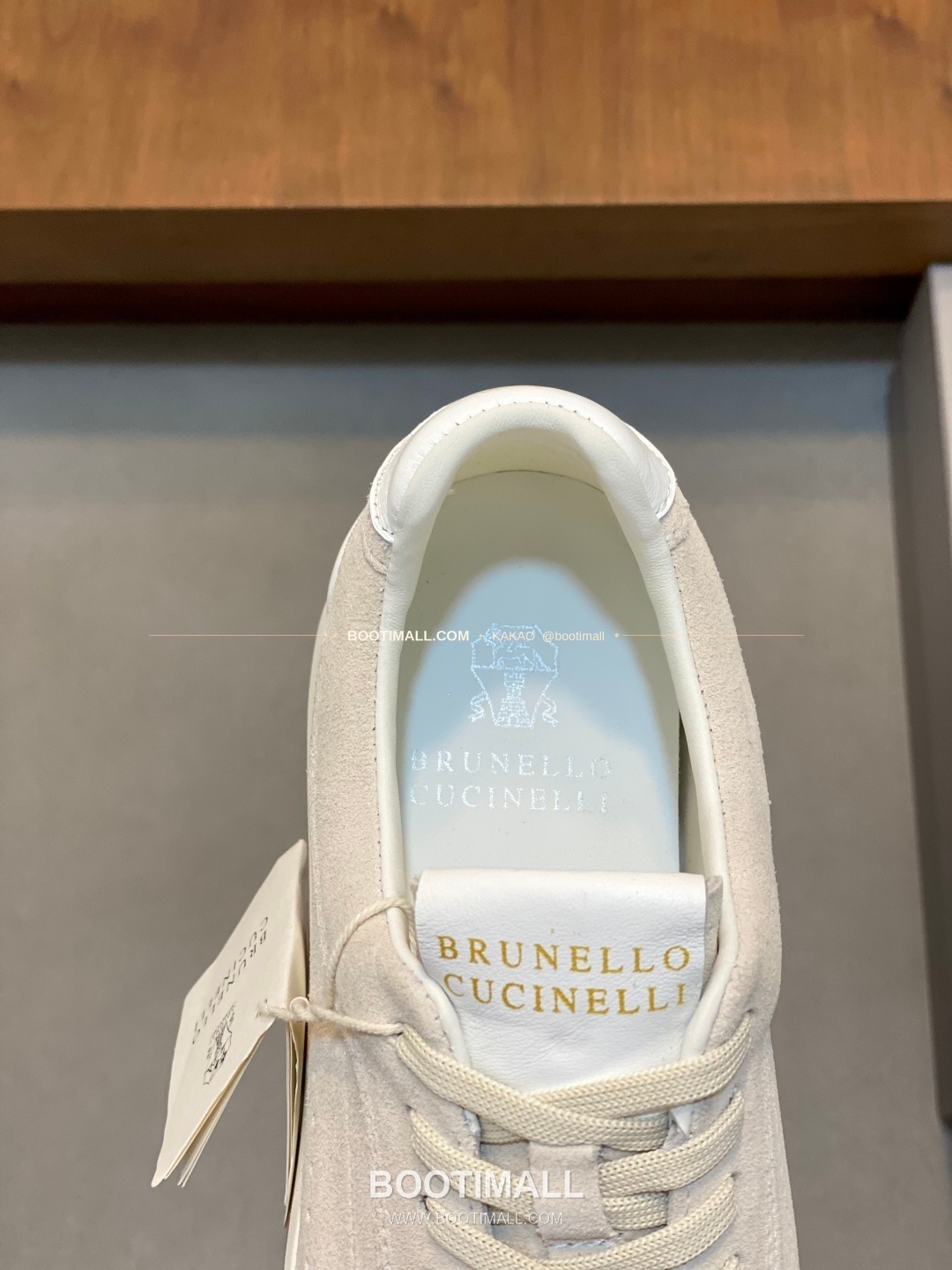 브루넬로쿠치넬리 송아지가죽 스웨이드 믹스 로고 레이스업 스니커즈 화이트 Brunello Cucinelli Calfskin Suede Mix Logo Lace-Up Sneakers 7