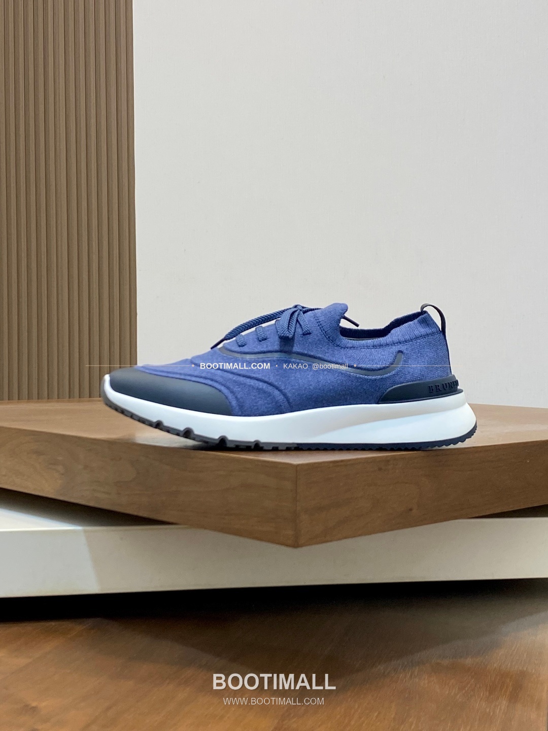 브루넬로쿠치넬리 스웨이드 플라이니트 믹스 로고 레이스업 스니커즈 네이비 Brunello Cucinelli Suede Flyknit Mix Logo Lace-Up Sneakers 2