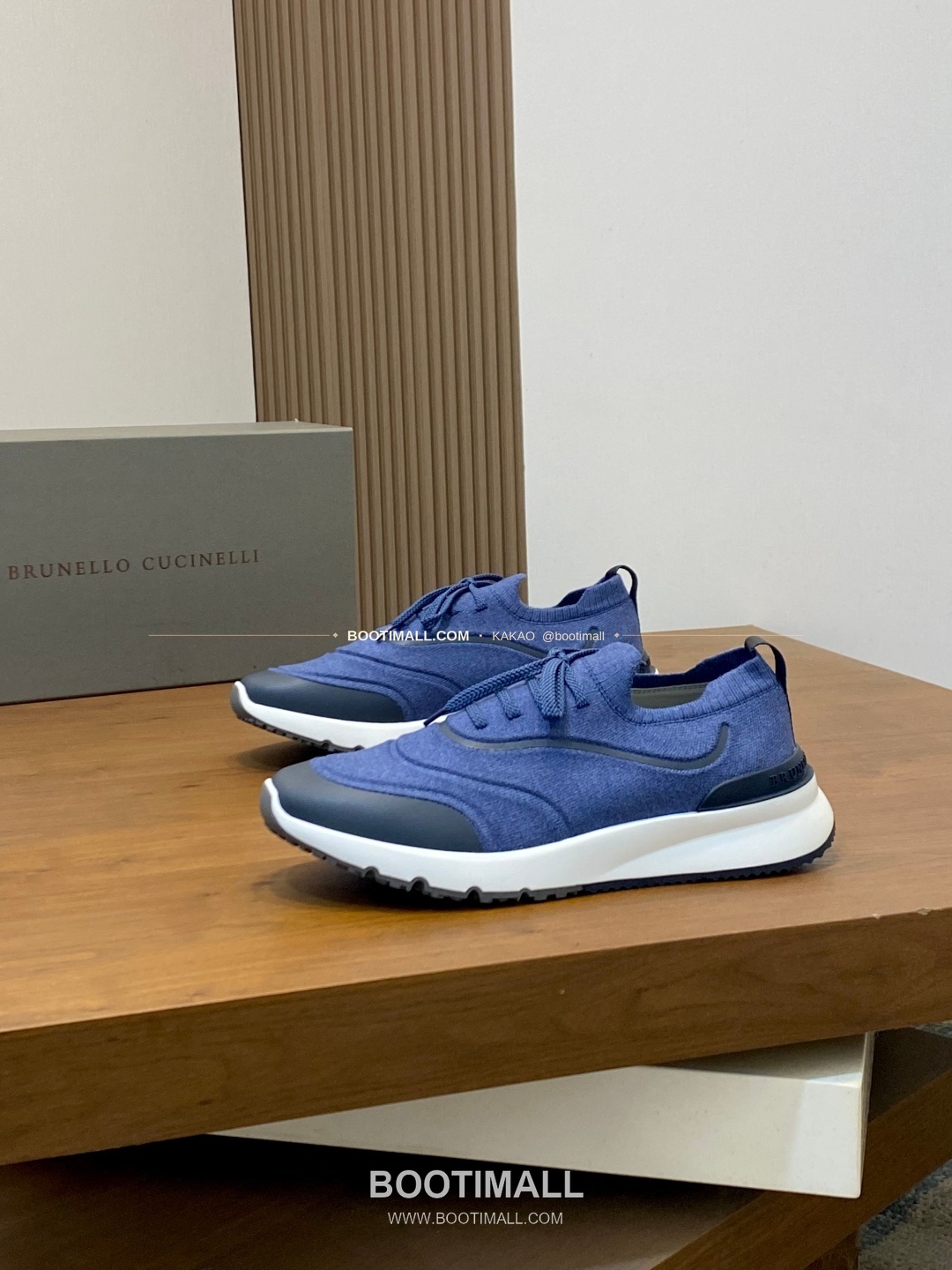 브루넬로쿠치넬리 스웨이드 플라이니트 믹스 로고 레이스업 스니커즈 네이비 Brunello Cucinelli Suede Flyknit Mix Logo Lace-Up Sneakers 3