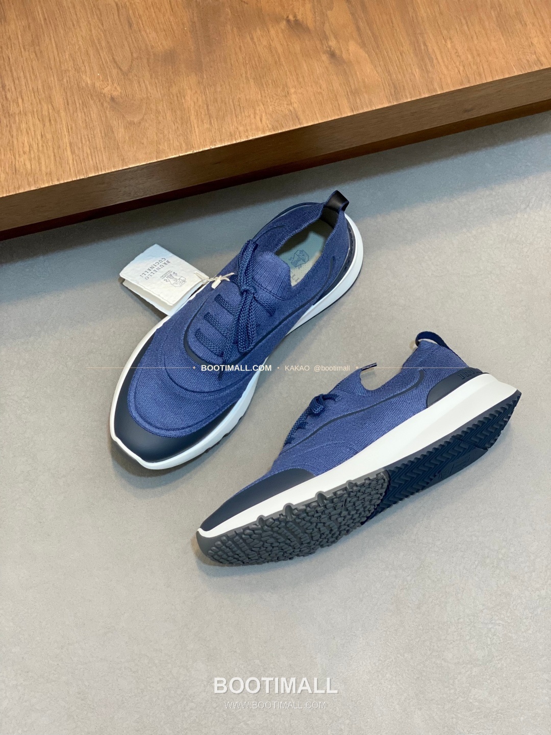 브루넬로쿠치넬리 스웨이드 플라이니트 믹스 로고 레이스업 스니커즈 네이비 Brunello Cucinelli Suede Flyknit Mix Logo Lace-Up Sneakers 5