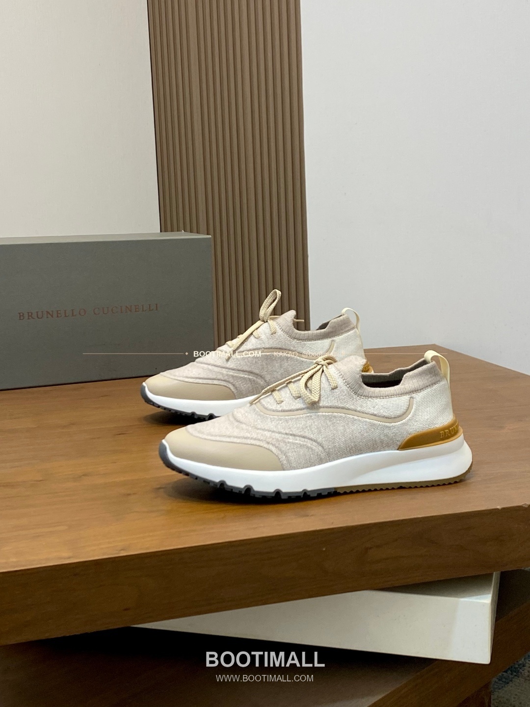브루넬로쿠치넬리 스웨이드 플라이니트 믹스 로고 레이스업 스니커즈 베이지 Brunello Cucinelli Suede Flyknit Mix Logo Lace-Up Sneakers 3