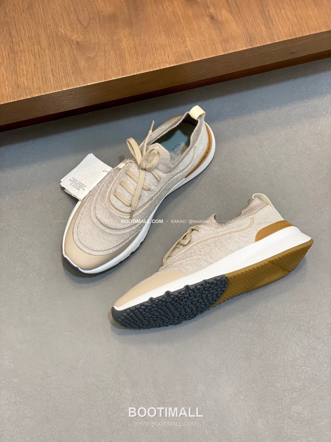 브루넬로쿠치넬리 스웨이드 플라이니트 믹스 로고 레이스업 스니커즈 베이지 Brunello Cucinelli Suede Flyknit Mix Logo Lace-Up Sneakers 5