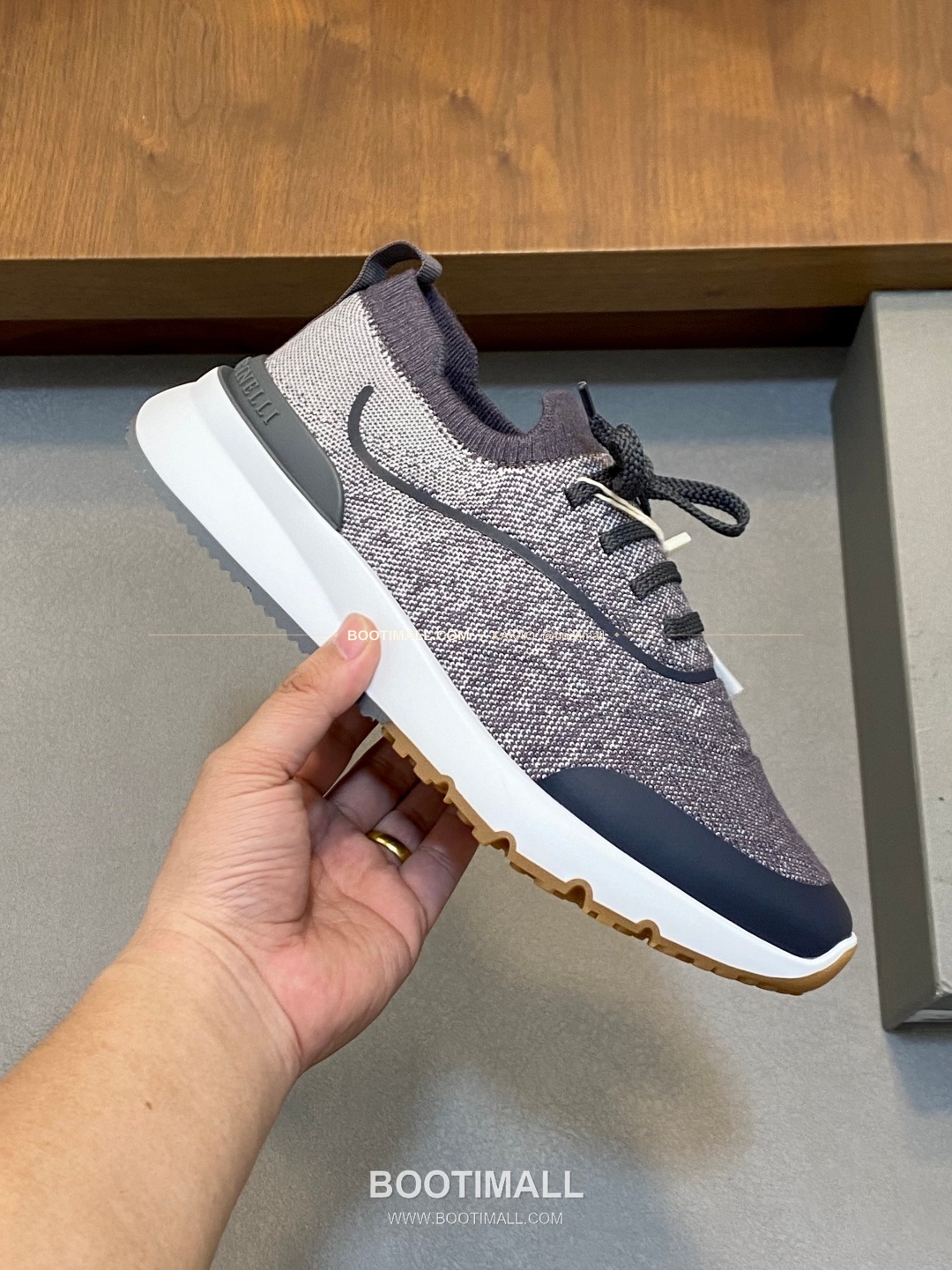 브루넬로쿠치넬리 스웨이드 플라이니트 믹스 로고 레이스업 스니커즈 Brunello Cucinelli Suede Flyknit Mix Logo Lace-Up Sneakers 4