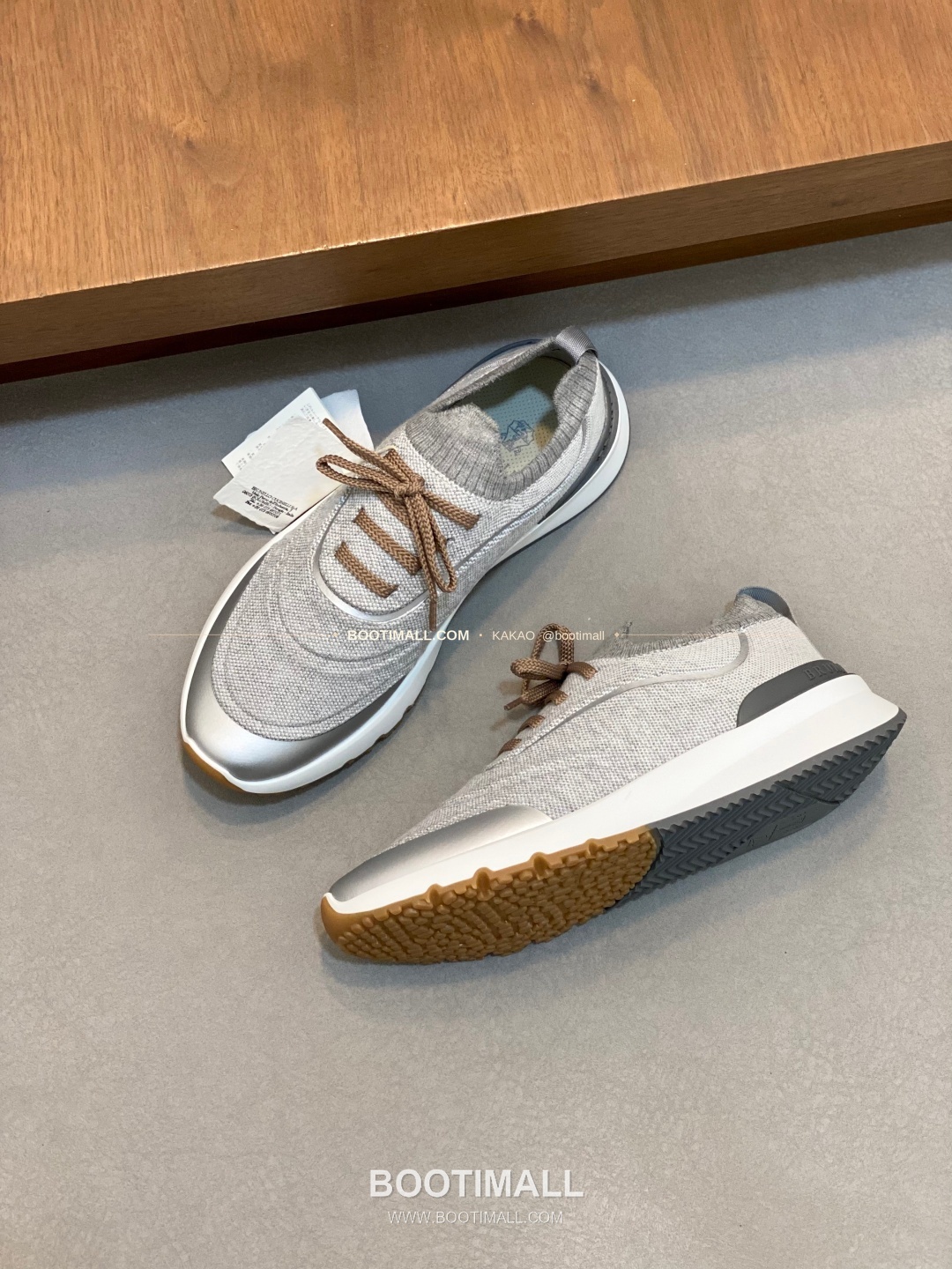 브루넬로쿠치넬리 스웨이드 플라이니트 믹스 슬립온 로퍼 그레이 Brunello Cucinelli Suede Flyknit Mix Slip-On Loafers 5