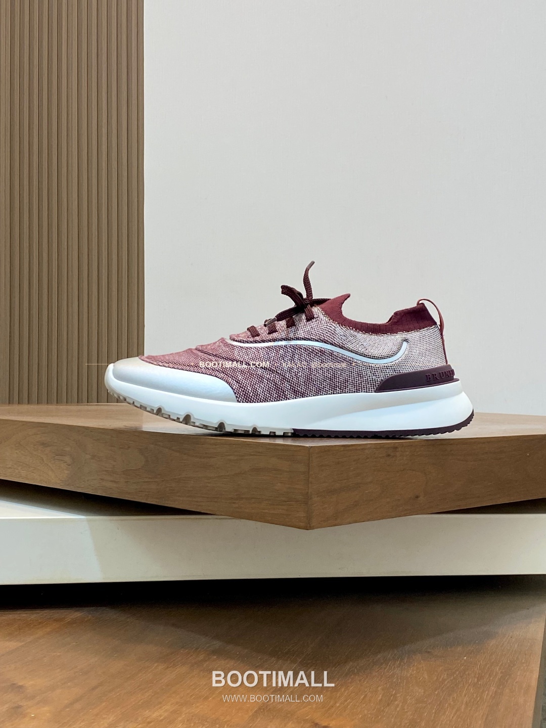 브루넬로쿠치넬리 스웨이드 플라이니트 믹스 슬립온 로퍼 버건디 Brunello Cucinelli Suede Flyknit Mix Slip-On Loafers 2