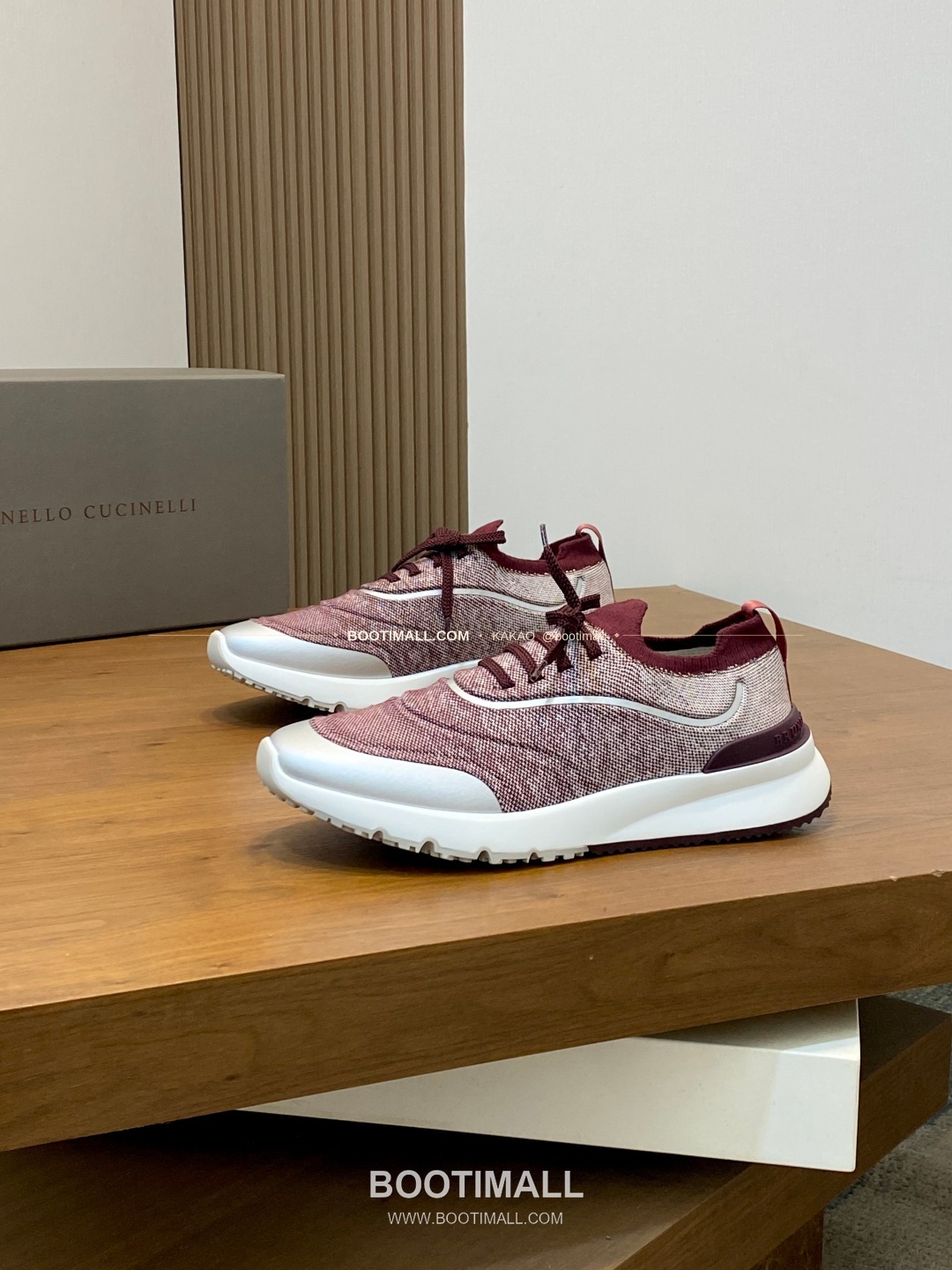 브루넬로쿠치넬리 스웨이드 플라이니트 믹스 슬립온 로퍼 버건디 Brunello Cucinelli Suede Flyknit Mix Slip-On Loafers 3