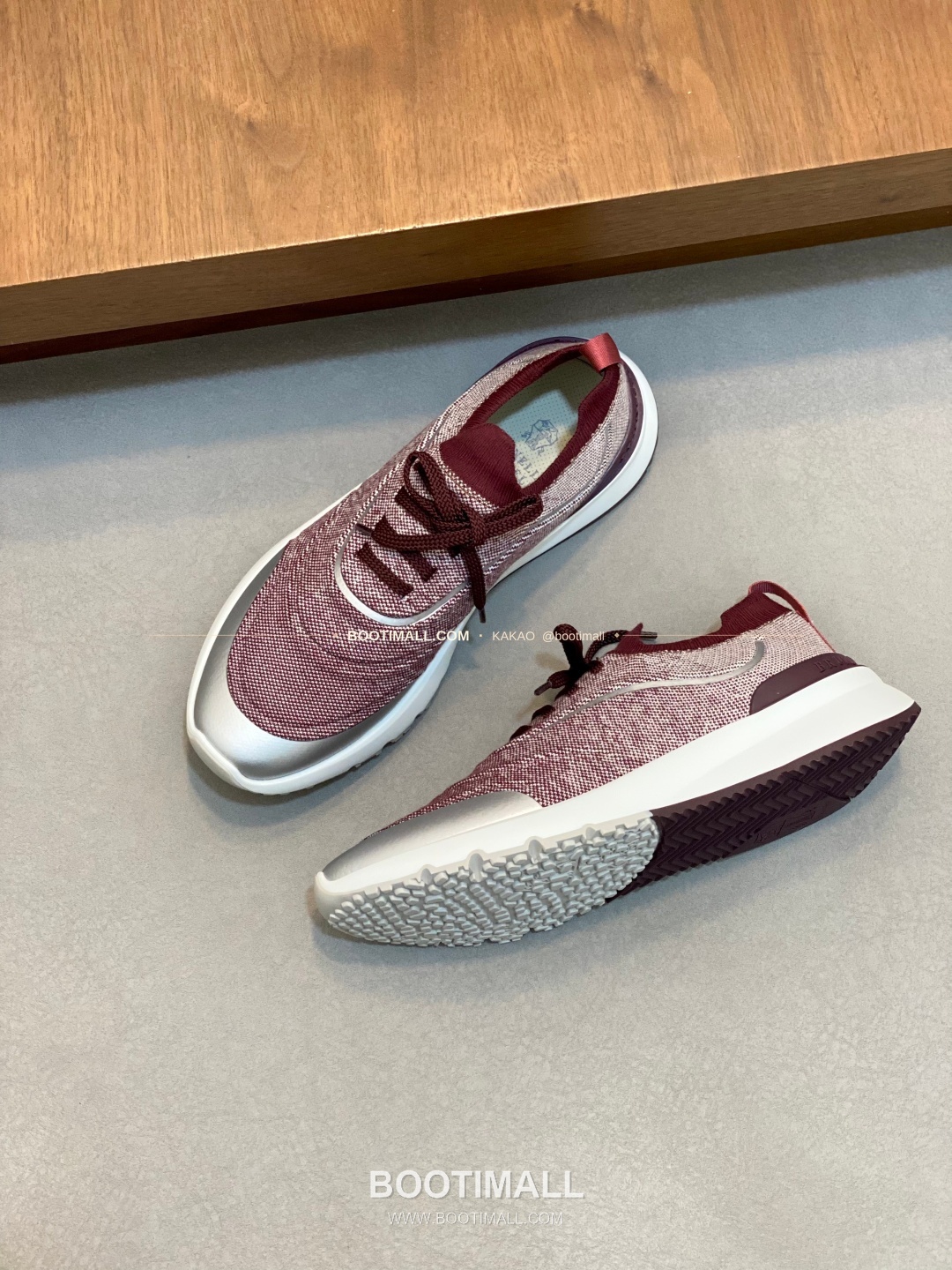 브루넬로쿠치넬리 스웨이드 플라이니트 믹스 슬립온 로퍼 버건디 Brunello Cucinelli Suede Flyknit Mix Slip-On Loafers 5