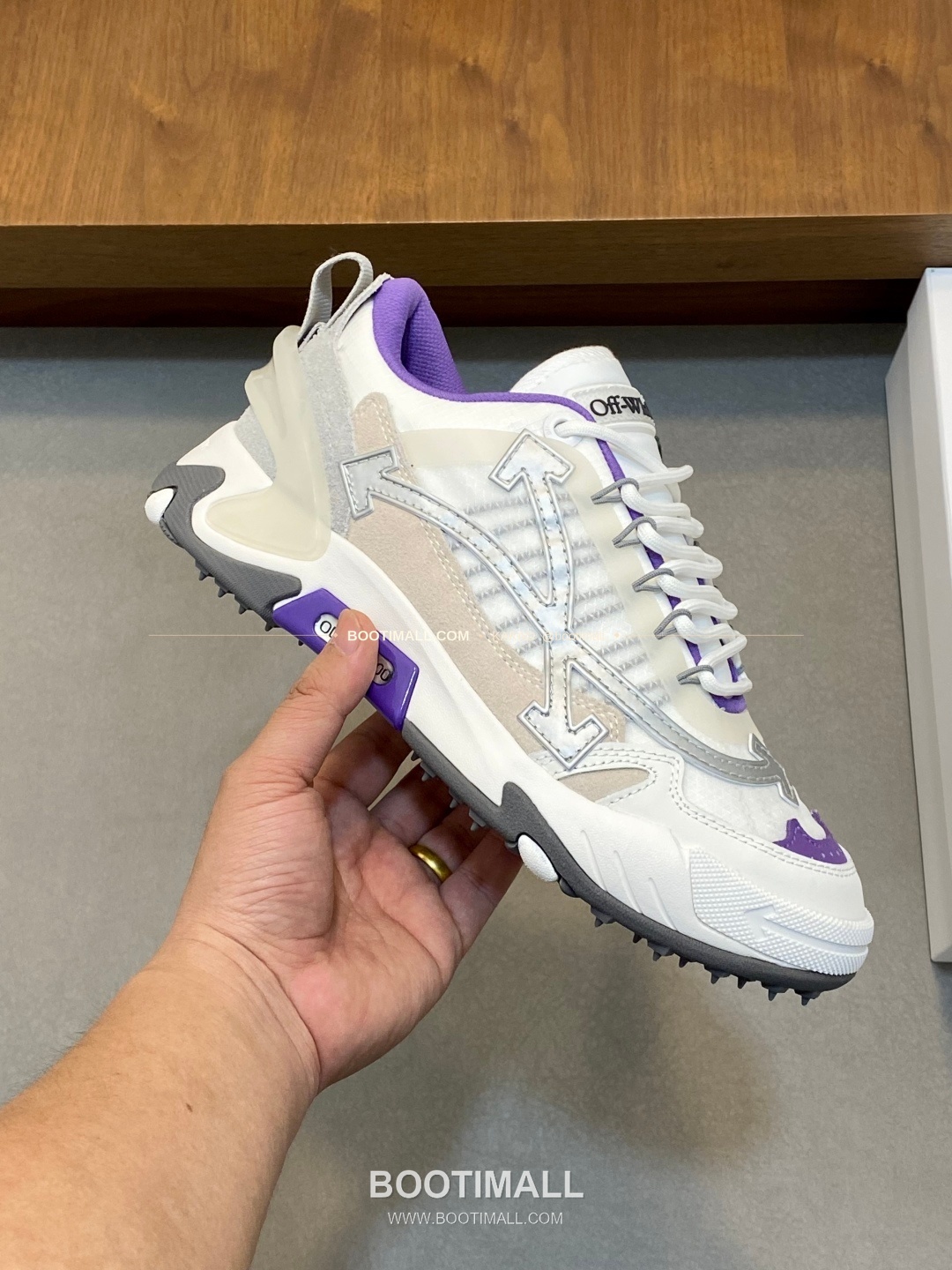 오프화이트 버질 아블로 레더 메쉬 로고 레이스업 스니커즈 퍼플 Off-White C/O Virgil Abloh Leather Mesh Logo Lace-Up Sneakers 4