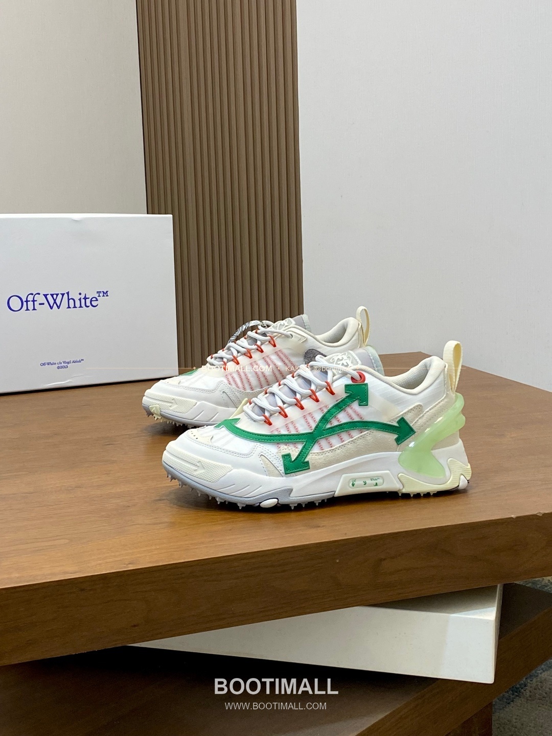 오프화이트 버질 아블로 레더 메쉬 로고 레이스업 스니커즈 그린 Off-White C/O Virgil Abloh Leather Mesh Logo Lace-Up Sneakers 3