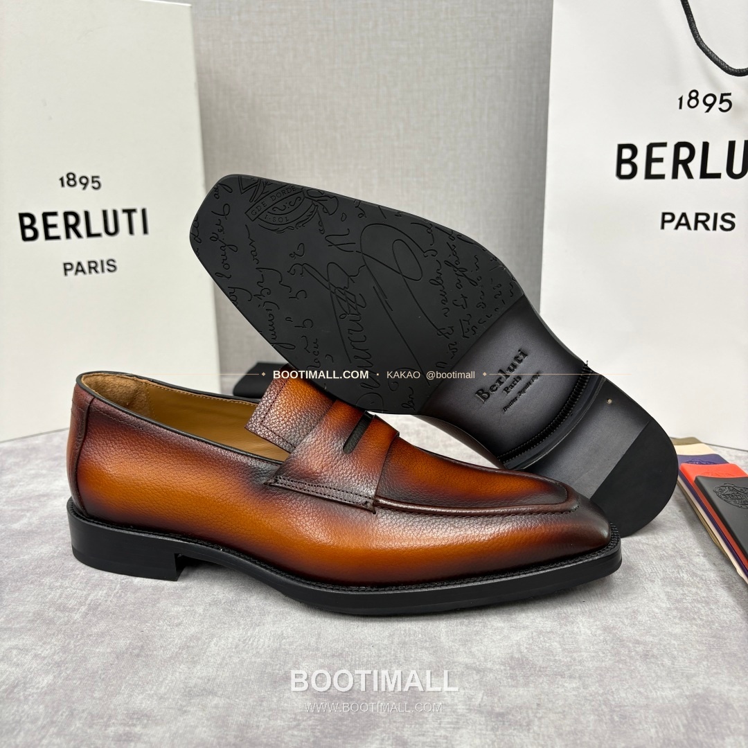 벨루티 핸드컬러 송아지가죽 페니 스트랩 로퍼 Berluti Hand-Colored Calfskin Penny Strap Loafers 4