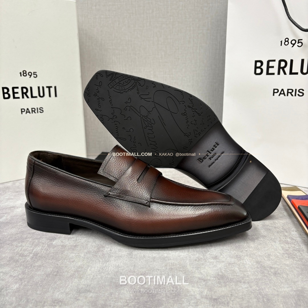 벨루티 핸드컬러 송아지가죽 페니 스트랩 로퍼 Berluti Hand-Colored Calfskin Penny Strap Loafers 9