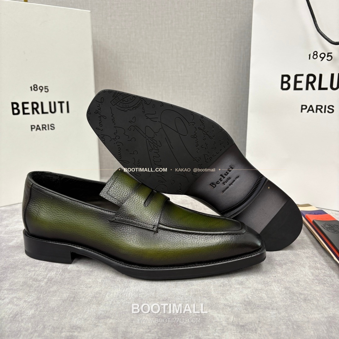 벨루티 핸드컬러 송아지가죽 페니 스트랩 로퍼 Berluti Hand-Colored Calfskin Penny Strap Loafers 9