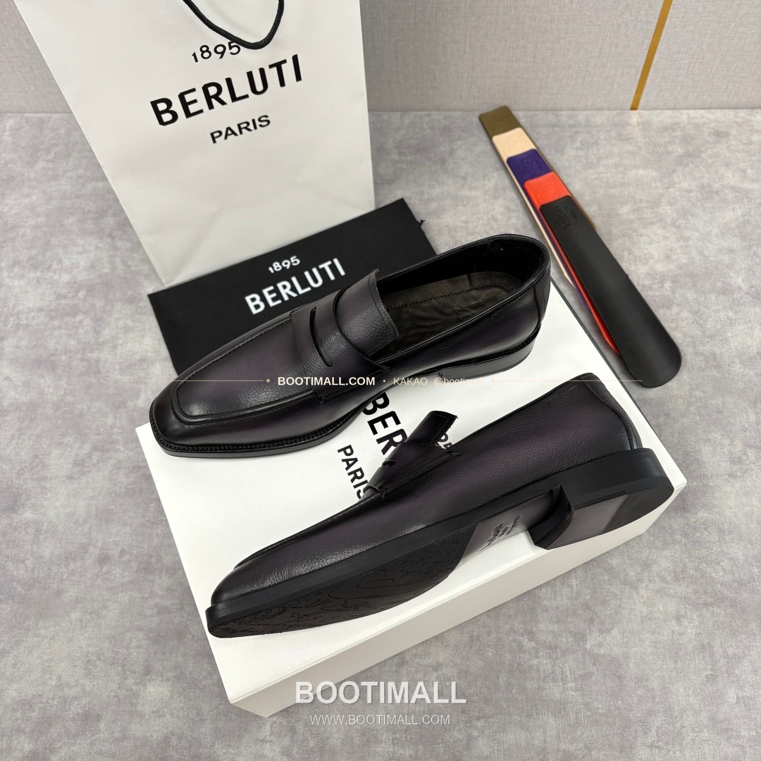 벨루티 핸드컬러 송아지가죽 페니 스트랩 로퍼 Berluti Hand-Colored Calfskin Penny Strap Loafers 2