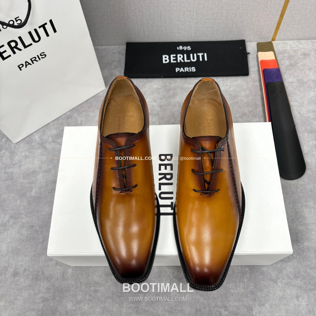 벨루티 핸드컬러 송아지가죽 레이스업 스퀘어토 구두 Berluti Hand-Colored Calfskin Lace-Up Square Toe Shoes 1