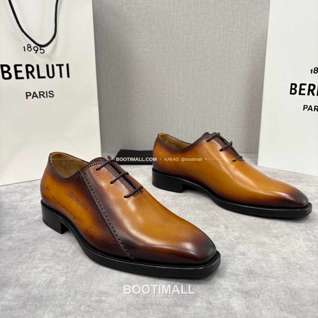 벨루티 핸드컬러 송아지가죽 레이스업 스퀘어토 구두 Berluti Hand-Colored Calfskin Lace-Up Square Toe Shoes 2