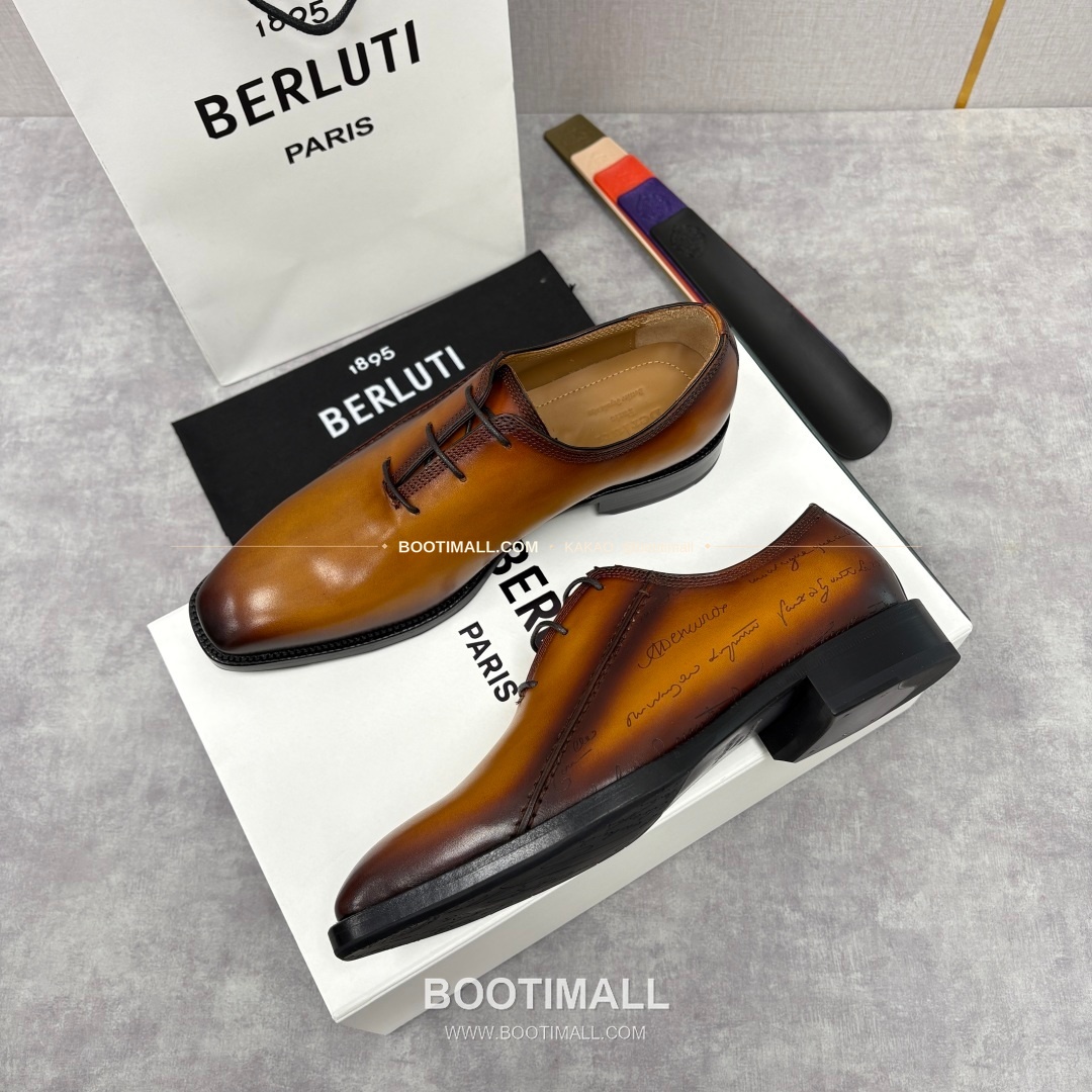 벨루티 핸드컬러 송아지가죽 레이스업 스퀘어토 구두 Berluti Hand-Colored Calfskin Lace-Up Square Toe Shoes 3