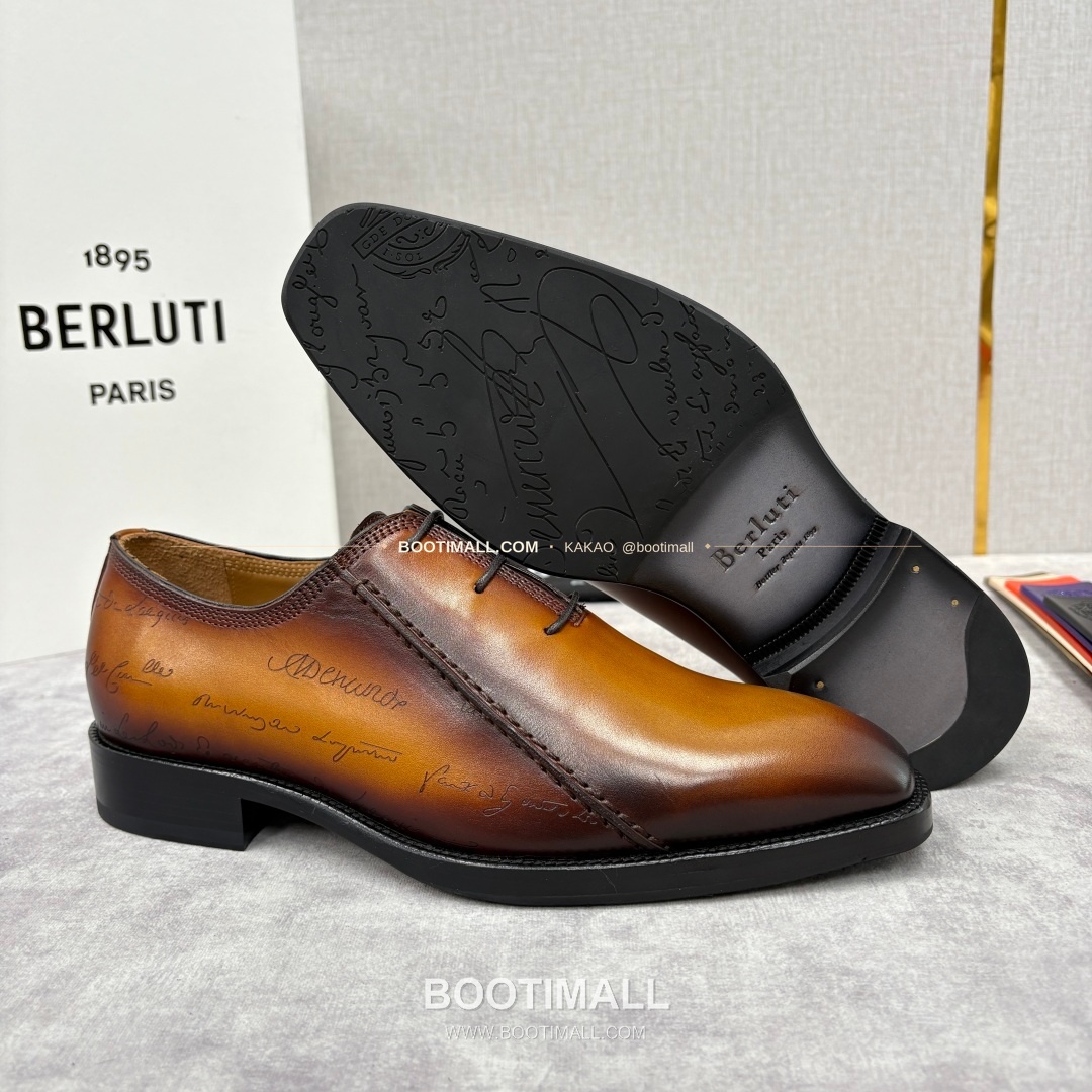 벨루티 핸드컬러 송아지가죽 레이스업 스퀘어토 구두 Berluti Hand-Colored Calfskin Lace-Up Square Toe Shoes 9