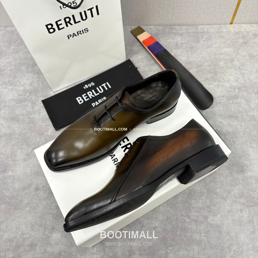 벨루티 핸드컬러 송아지가죽 레이스업 스퀘어토 구두 Berluti Hand-Colored Calfskin Lace-Up Square Toe Shoes 3