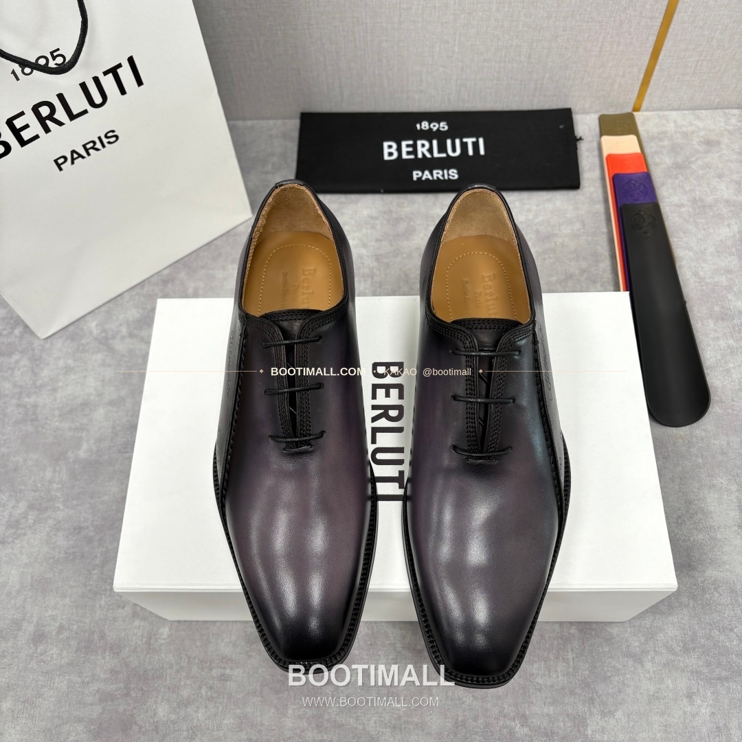 벨루티 핸드컬러 송아지가죽 레이스업 스퀘어토 구두 Berluti Hand-Colored Calfskin Lace-Up Square Toe Shoes 1