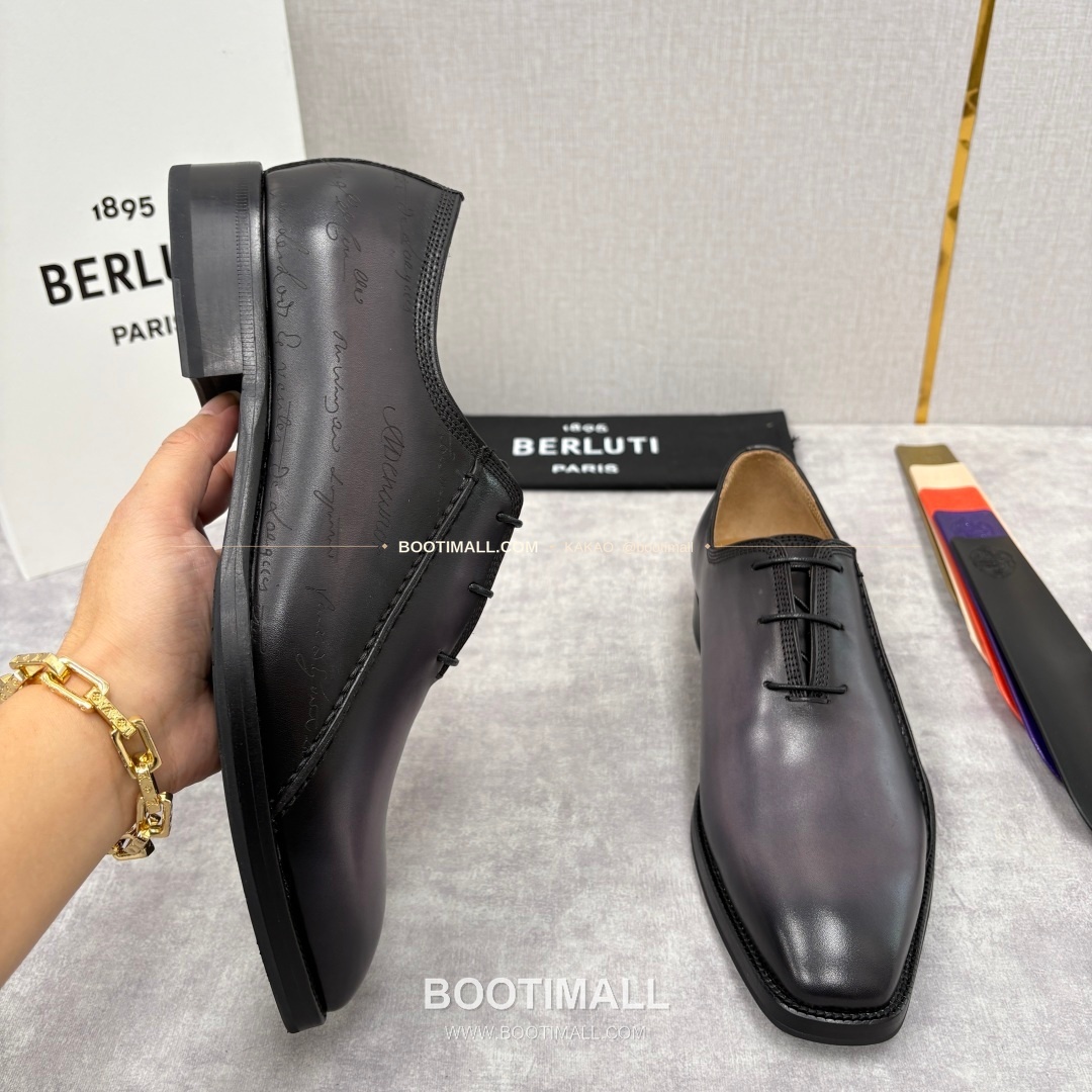 벨루티 핸드컬러 송아지가죽 레이스업 스퀘어토 구두 Berluti Hand-Colored Calfskin Lace-Up Square Toe Shoes 4