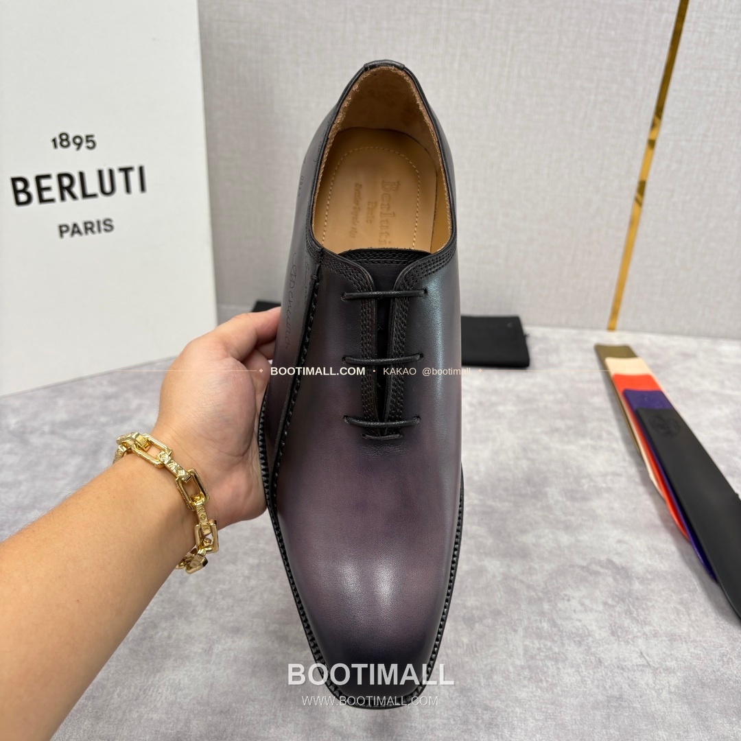 벨루티 핸드컬러 송아지가죽 레이스업 스퀘어토 구두 Berluti Hand-Colored Calfskin Lace-Up Square Toe Shoes 5