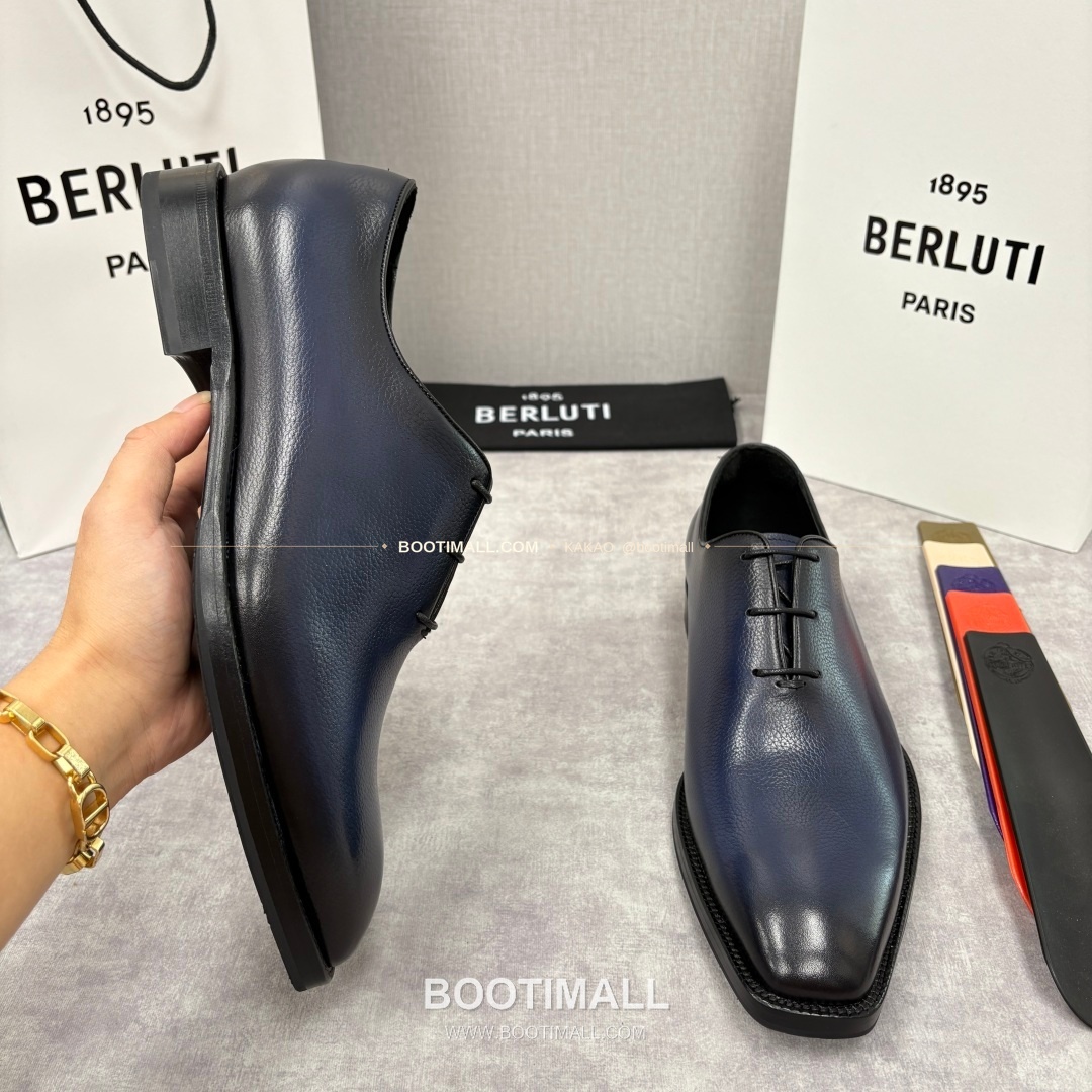 벨루티 핸드컬러 송아지가죽 레이스업 스퀘어토 정장구두 Berluti Hand-Colored Calfskin Lace-Up Square Toe Dress Shoes 5
