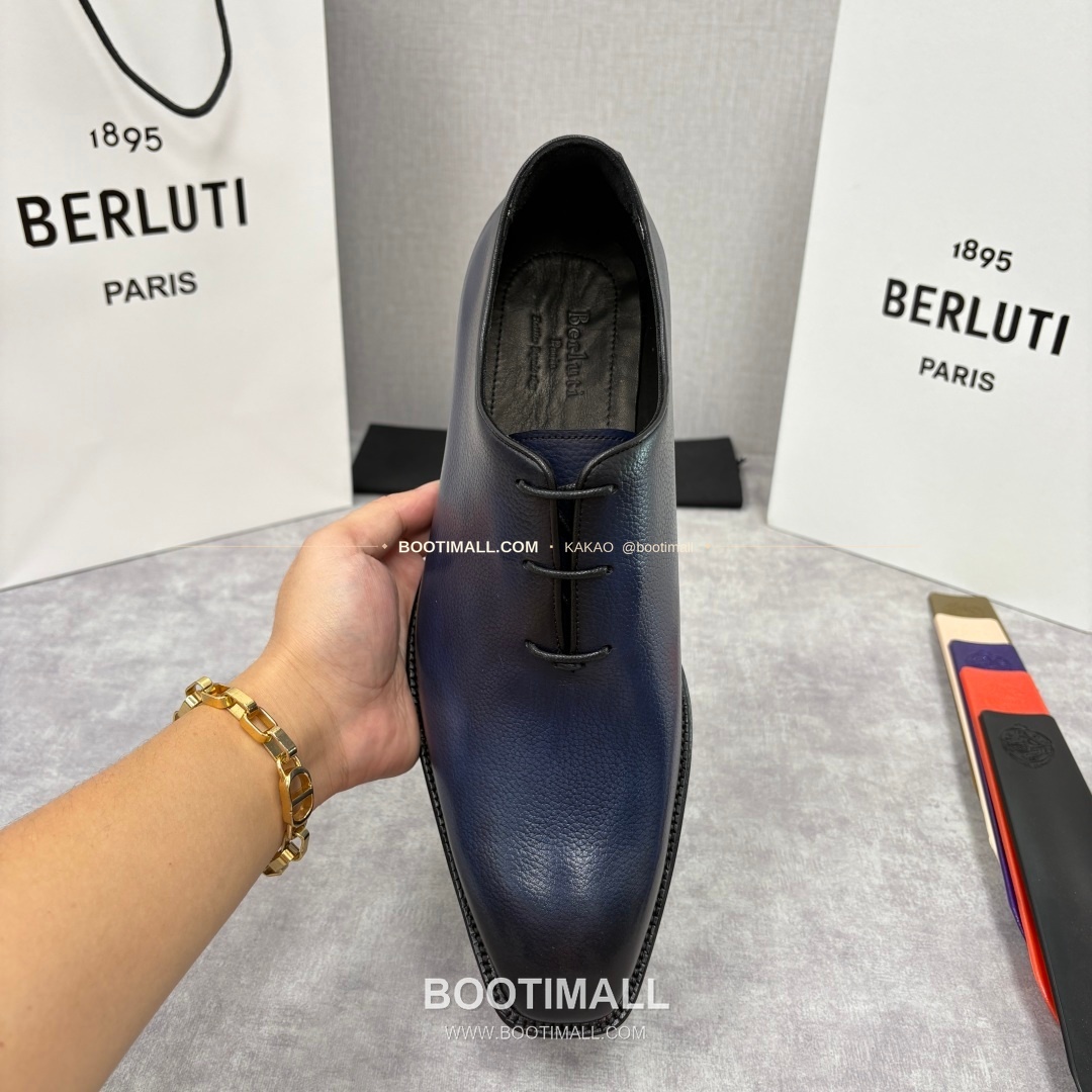 벨루티 핸드컬러 송아지가죽 레이스업 스퀘어토 정장구두 Berluti Hand-Colored Calfskin Lace-Up Square Toe Dress Shoes 6