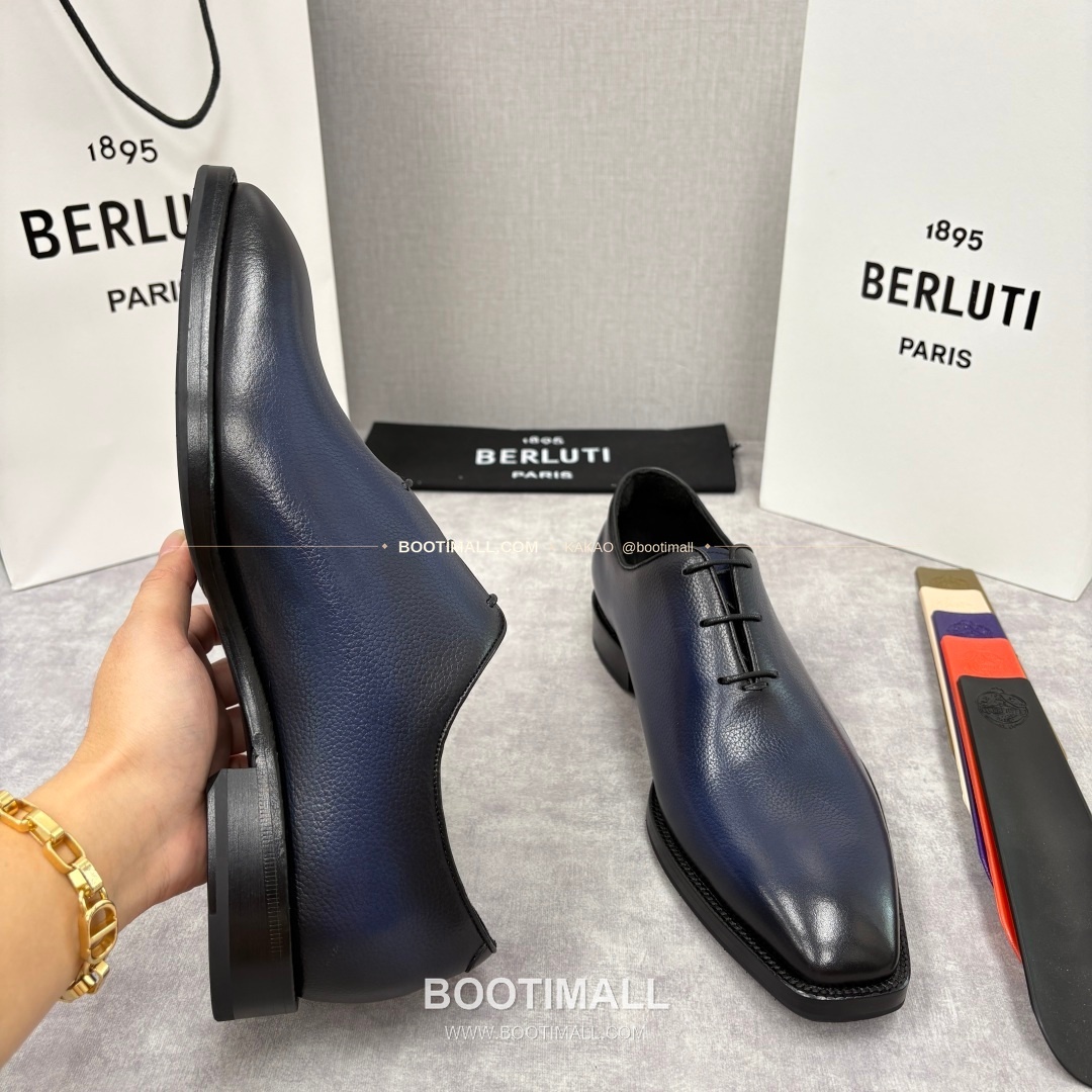 벨루티 핸드컬러 송아지가죽 레이스업 스퀘어토 정장구두 Berluti Hand-Colored Calfskin Lace-Up Square Toe Dress Shoes 7