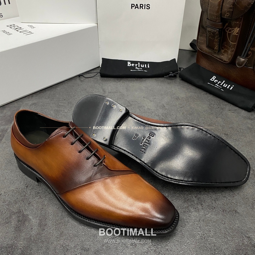 벨루티 핸드컬러 송아지가죽 굿이어웰트 레이스업 옥스퍼드 Berluti Hand-Colored Calfskin Goodyear Welt Lace-Up Oxford Shoes 5