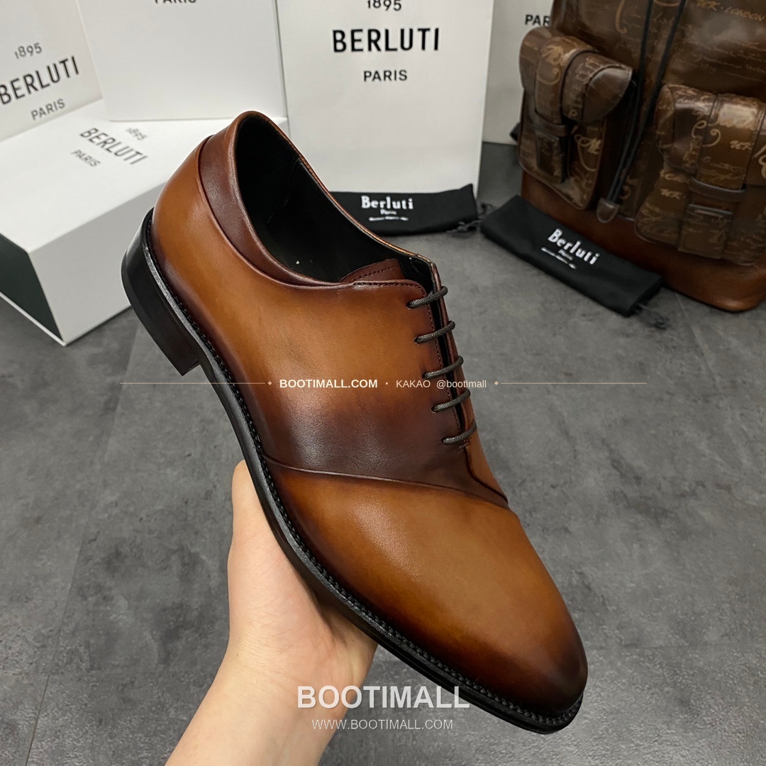 벨루티 핸드컬러 송아지가죽 굿이어웰트 레이스업 옥스퍼드 Berluti Hand-Colored Calfskin Goodyear Welt Lace-Up Oxford Shoes 6