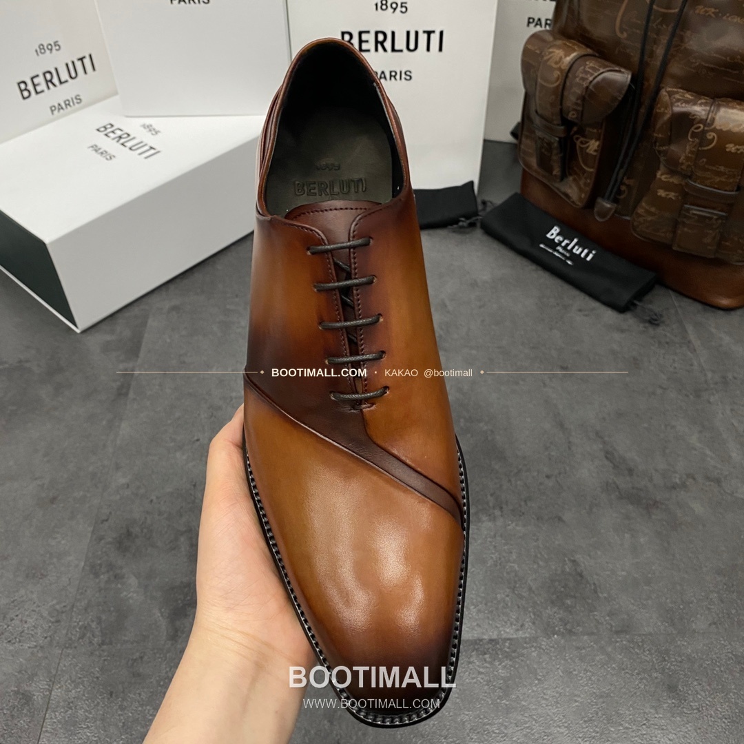 벨루티 핸드컬러 송아지가죽 굿이어웰트 레이스업 옥스퍼드 Berluti Hand-Colored Calfskin Goodyear Welt Lace-Up Oxford Shoes 7