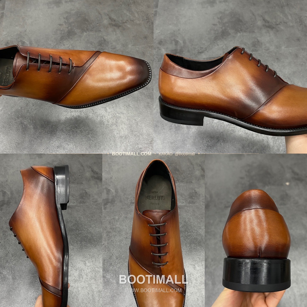 벨루티 핸드컬러 송아지가죽 굿이어웰트 레이스업 옥스퍼드 Berluti Hand-Colored Calfskin Goodyear Welt Lace-Up Oxford Shoes 9