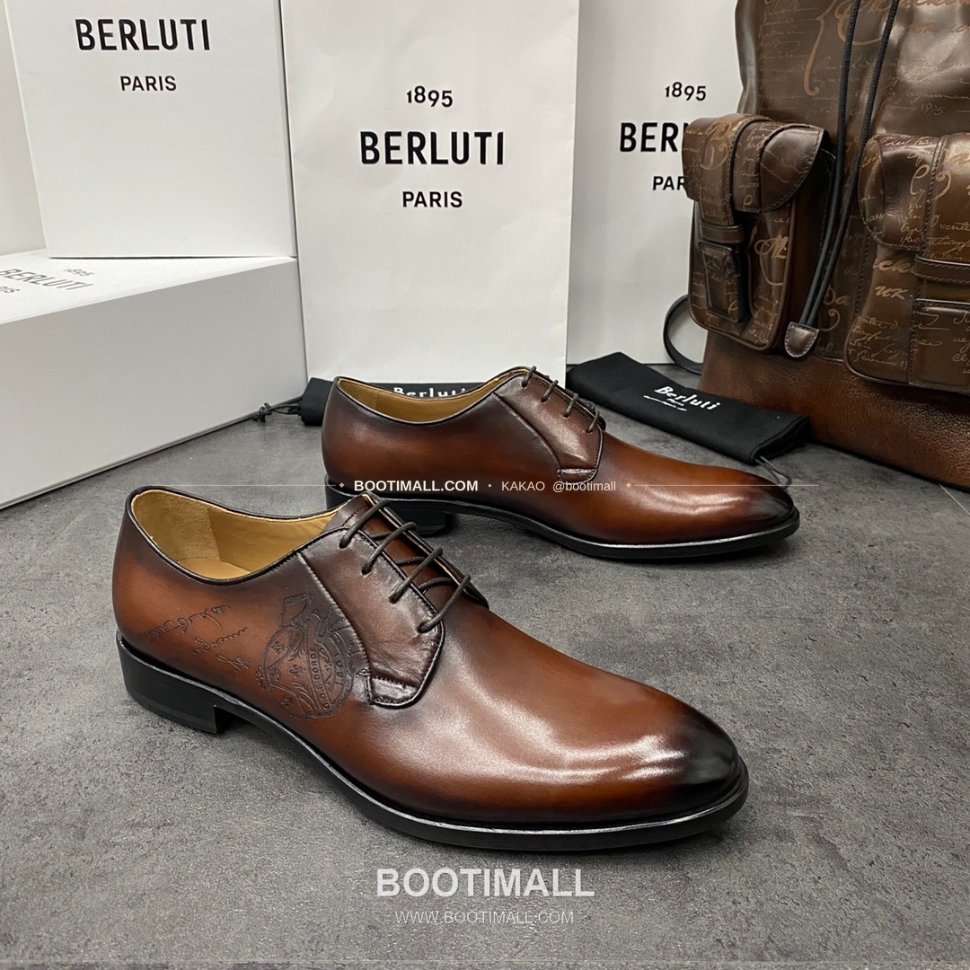 벨루티 송아지가죽 스크리토 패턴 굿이어웰트 옥스퍼드 구두 Berluti Calfskin Scritto Pattern Goodyear Welt Oxford Shoes 3