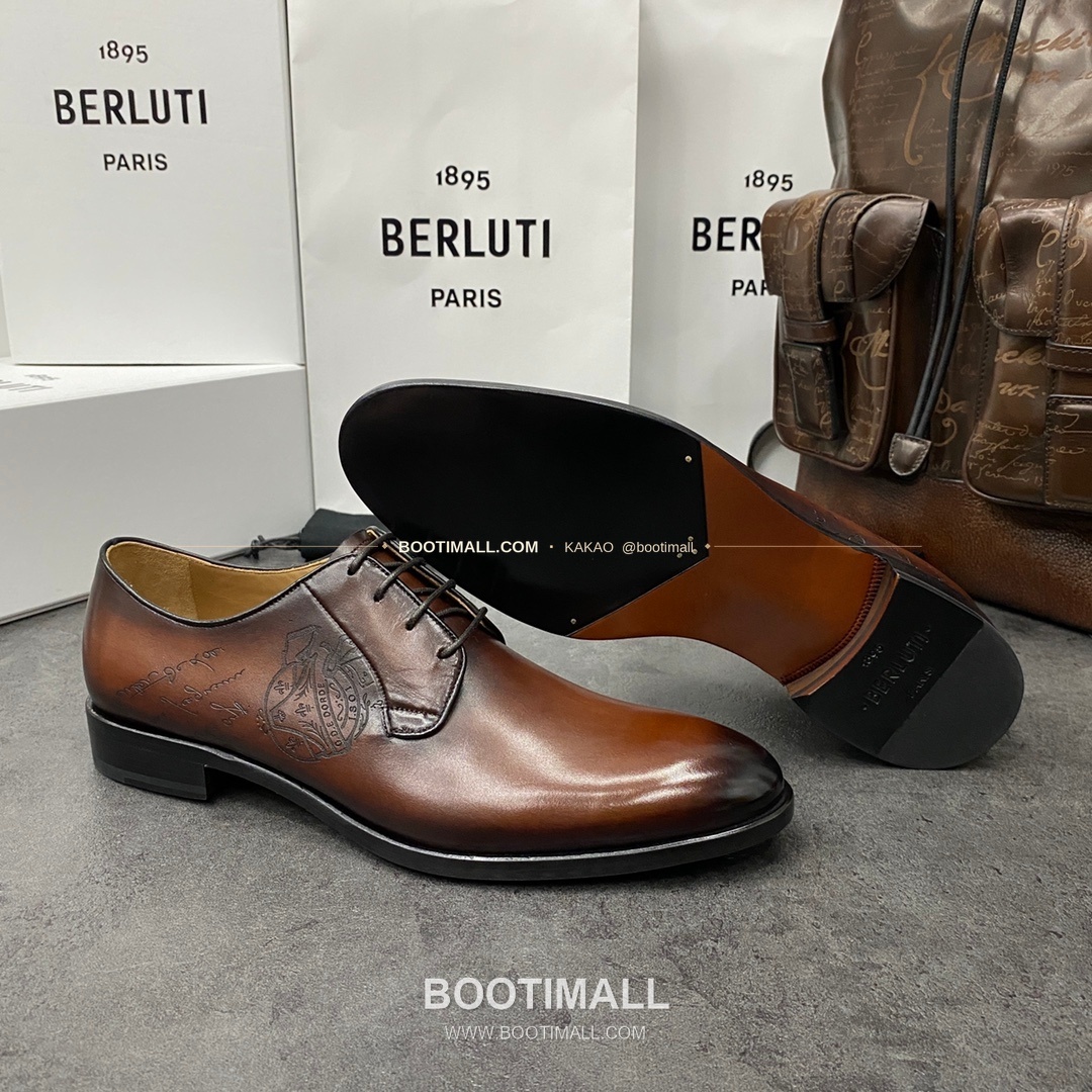 벨루티 송아지가죽 스크리토 패턴 굿이어웰트 옥스퍼드 구두 Berluti Calfskin Scritto Pattern Goodyear Welt Oxford Shoes 5