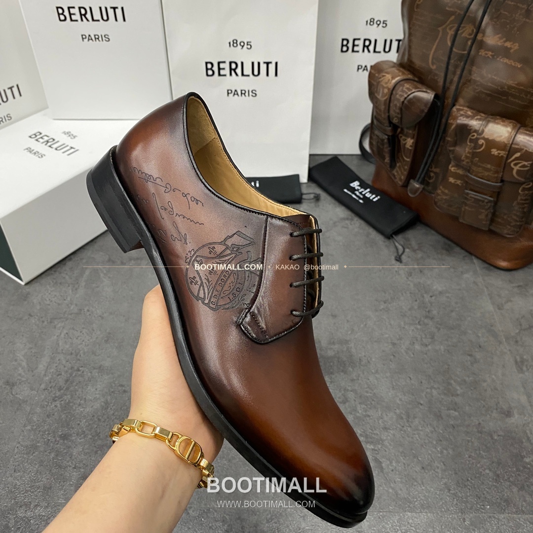 벨루티 송아지가죽 스크리토 패턴 굿이어웰트 옥스퍼드 구두 Berluti Calfskin Scritto Pattern Goodyear Welt Oxford Shoes 6
