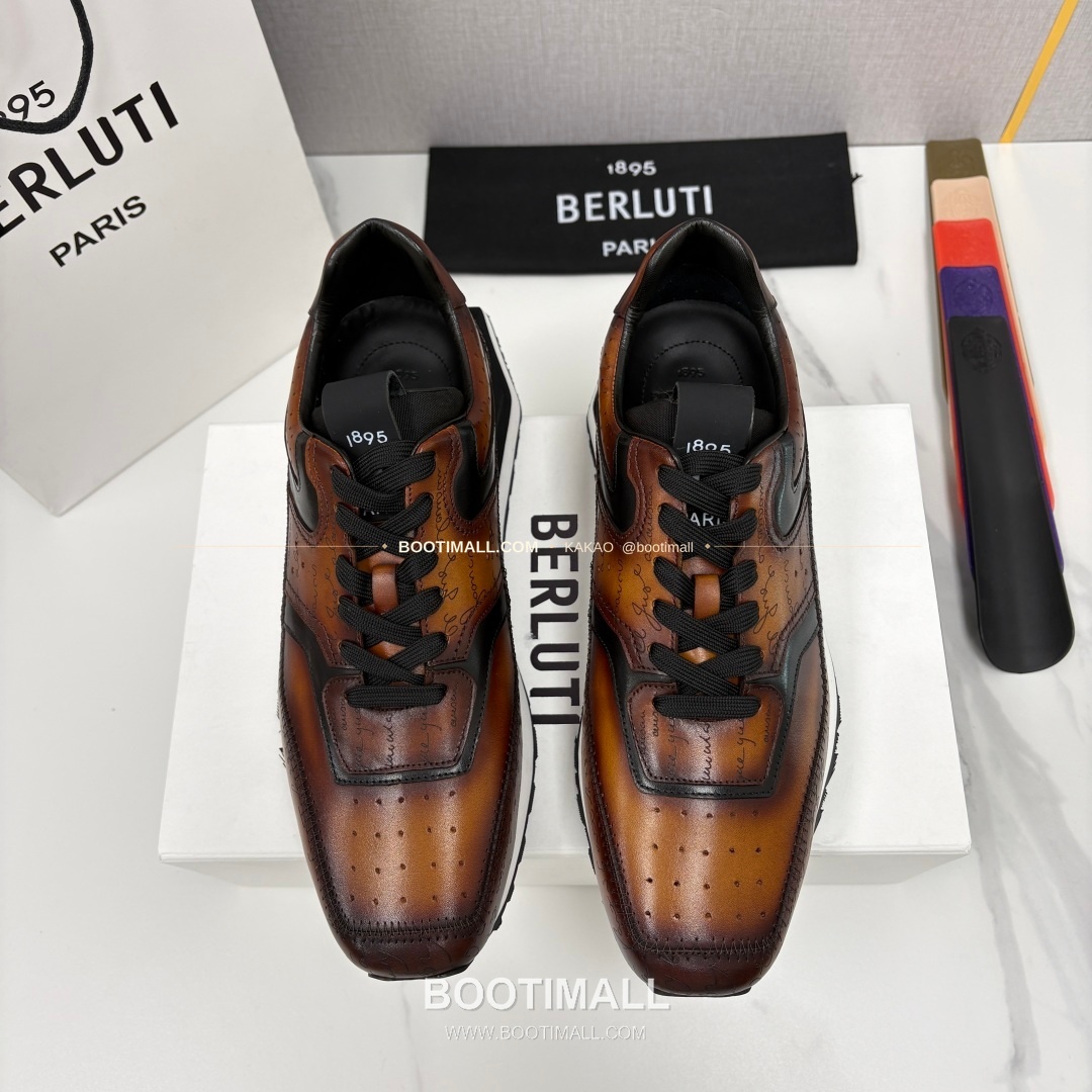 벨루티 플라이 송아지가죽 스크리토 패턴 볼드솔 스니커즈 Berluti Fly Calfskin Scritto Pattern Thick Sole Sneakers 1