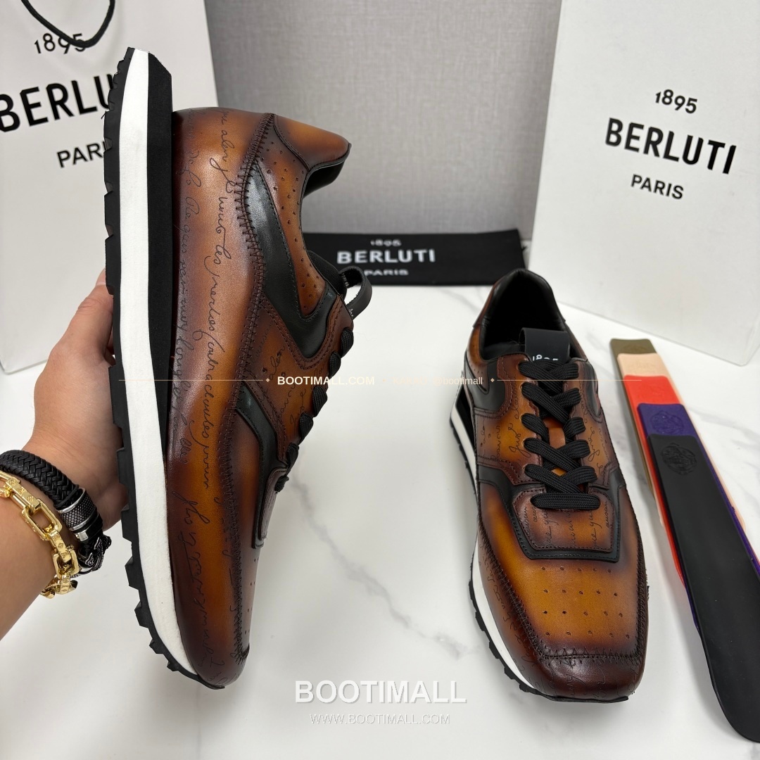 벨루티 플라이 송아지가죽 스크리토 패턴 볼드솔 스니커즈 Berluti Fly Calfskin Scritto Pattern Thick Sole Sneakers 4