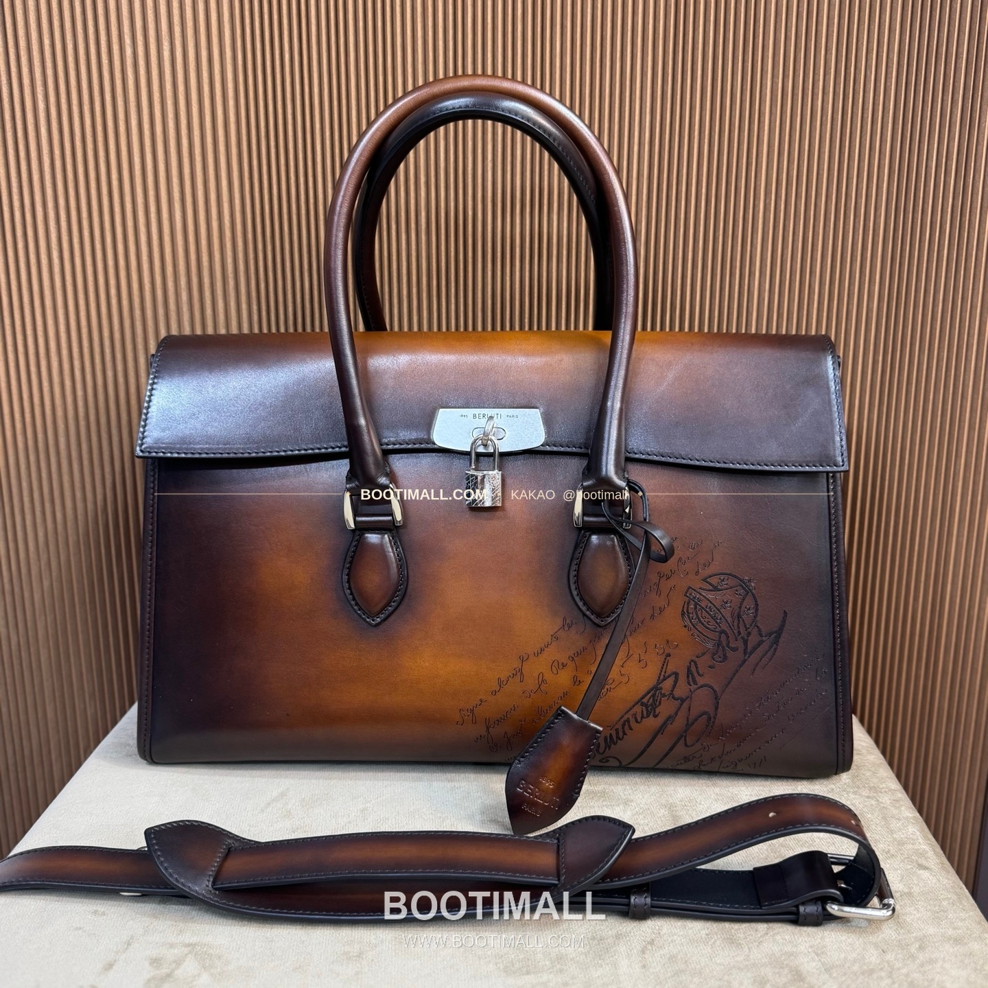 벨루티 베네치아 스크리토 카프스킨 더블컴파트먼트 브리프케이스 Berluti Venezia Scritto Calfskin Double Compartment Briefcase 42cm 1