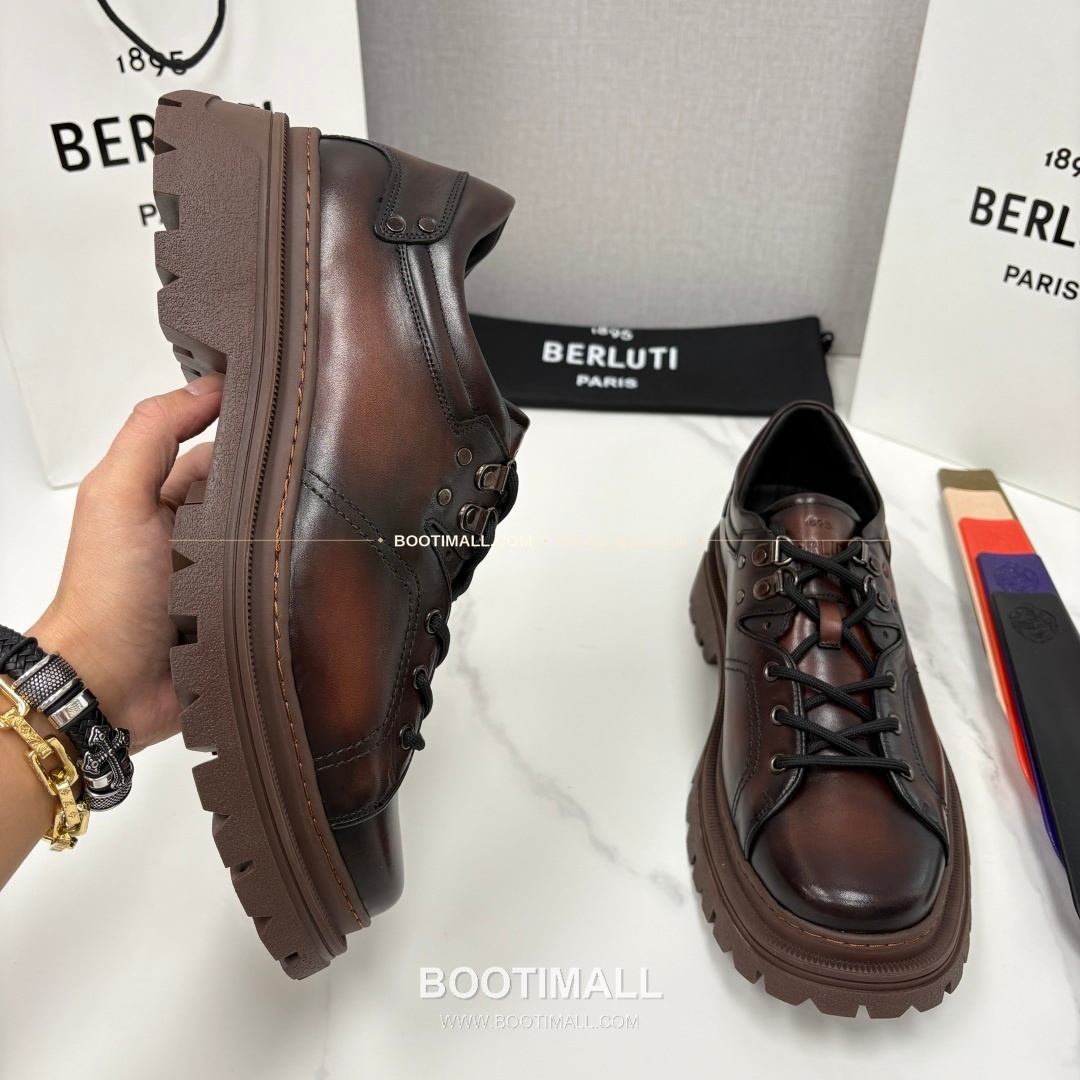 벨루티 베네치아가죽 수공염색 브루니코 볼드솔 더비 슈즈 Berluti Venezia Leather Hand Patina Brunico Chunky Sole Derby Shoes 4